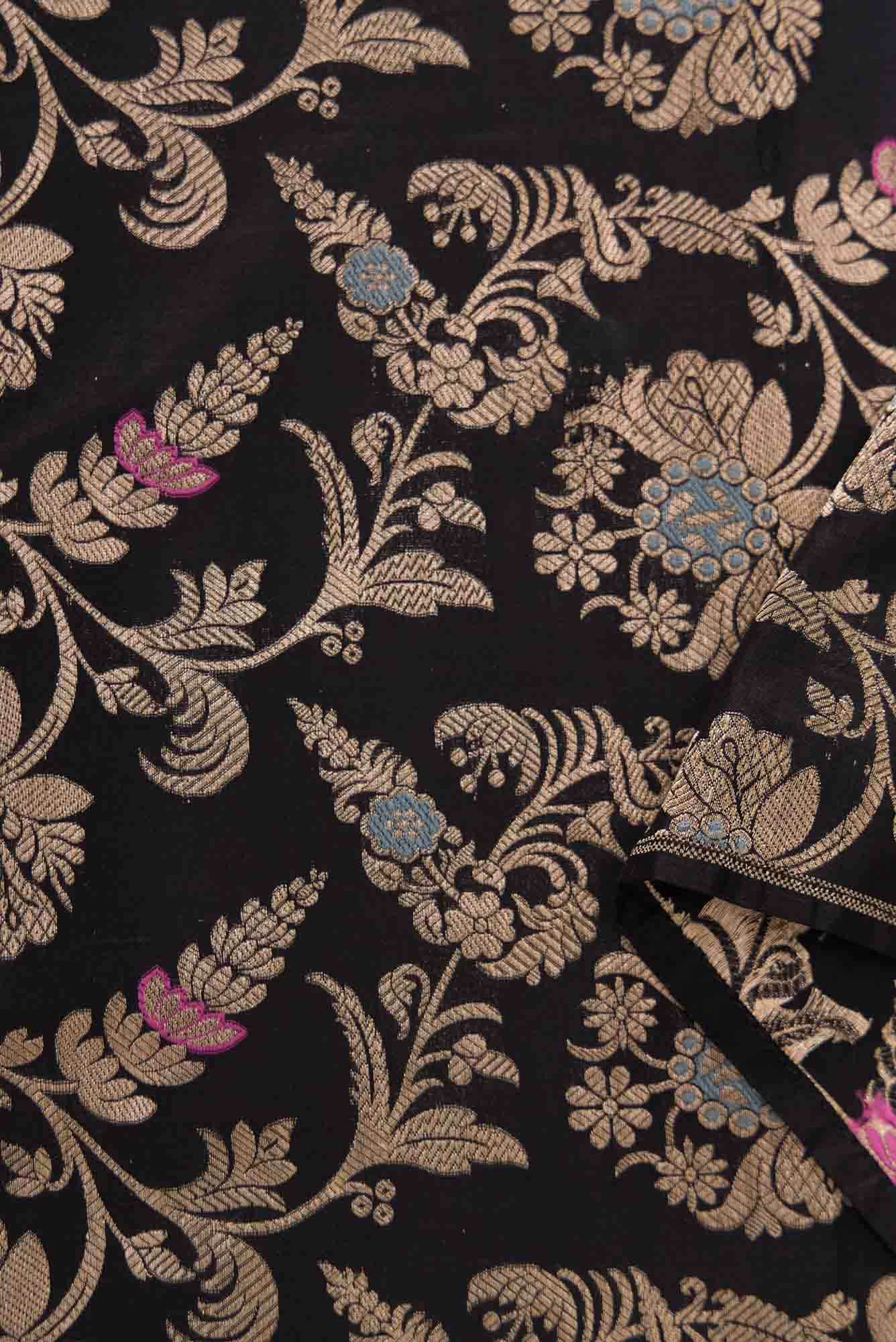 Black Banarasi Silk Dress Material