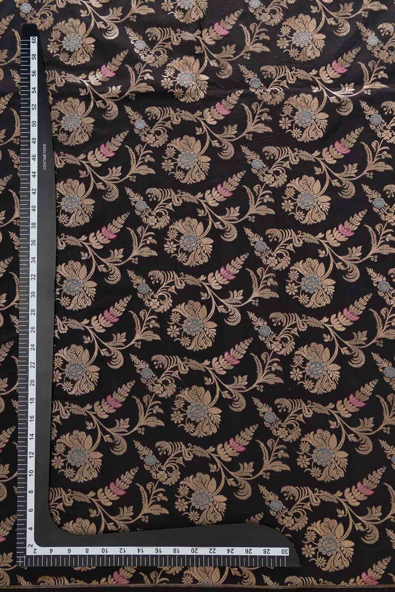 Black Banarasi Silk Dress Material