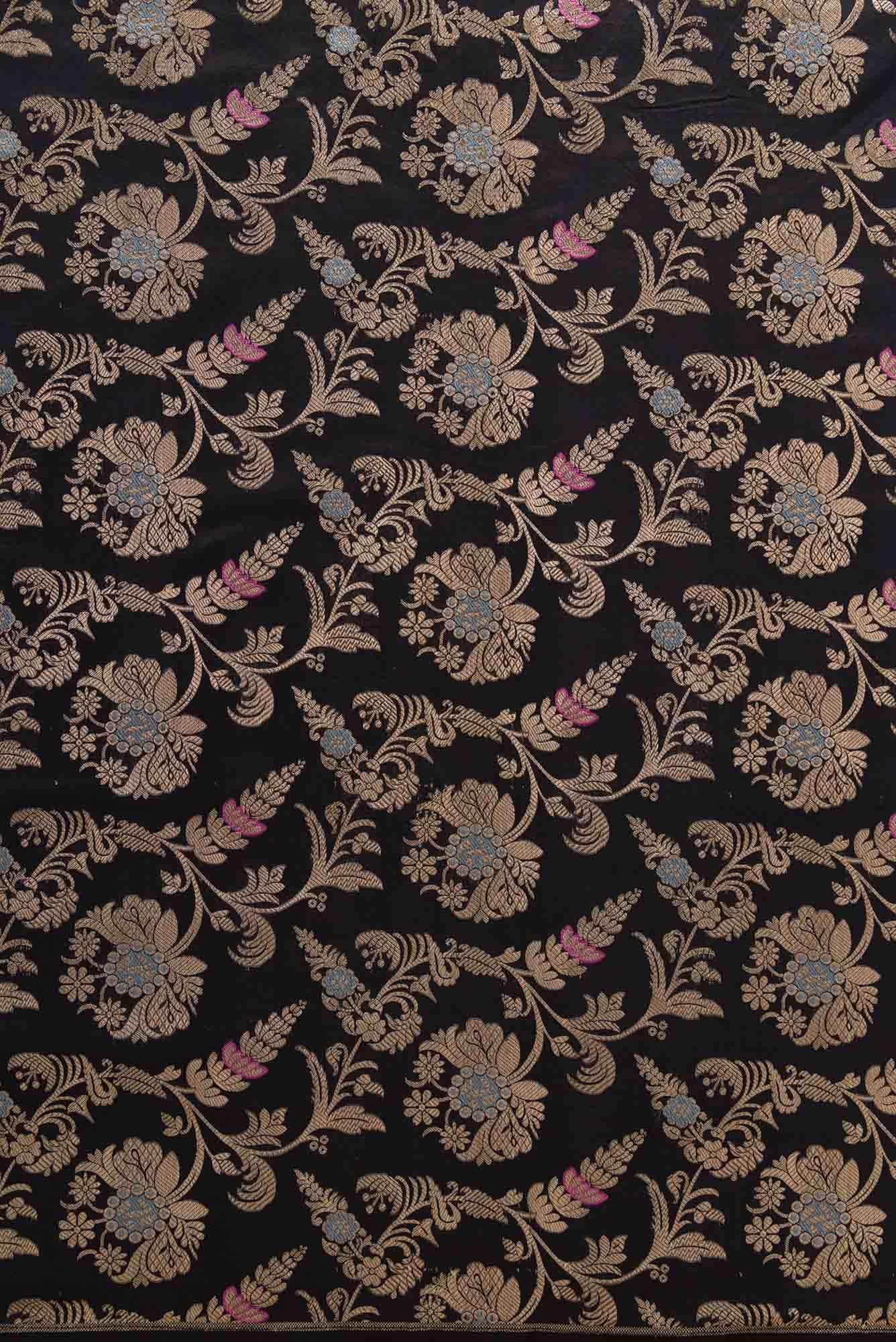 Black Banarasi Silk Dress Material