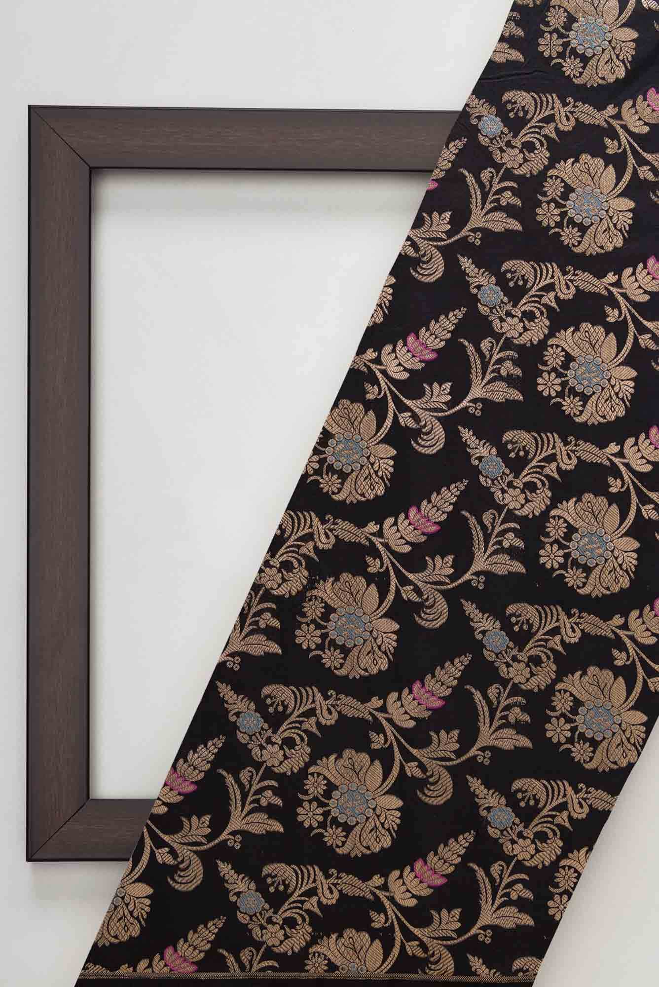 Black Banarasi Silk Dress Material