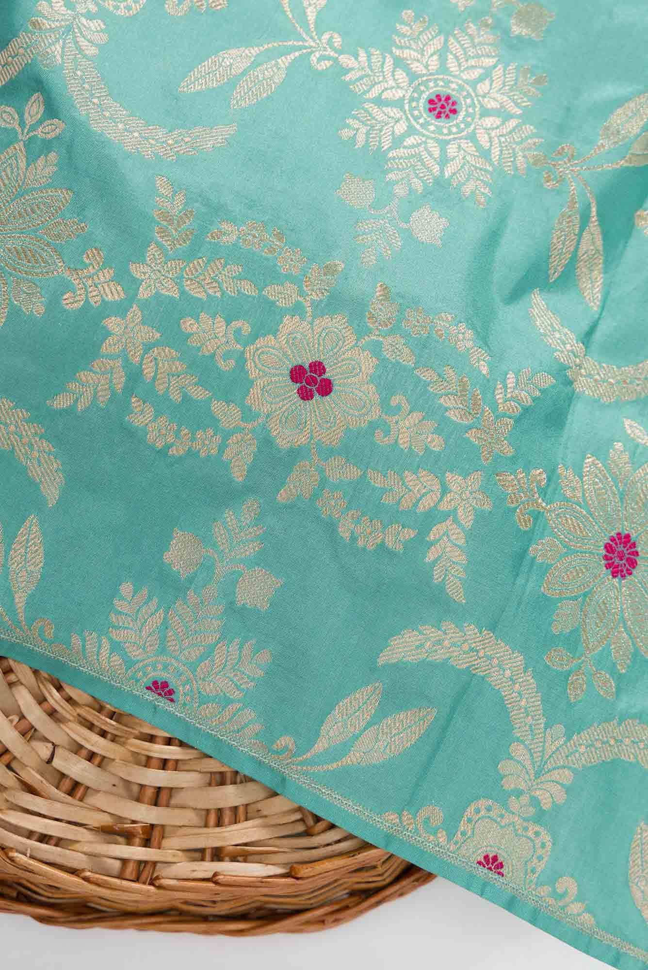 Blue Banarasi Silk Dress Material