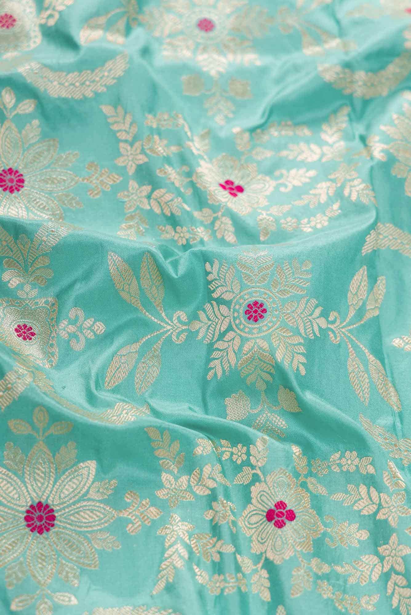 Blue Banarasi Silk Dress Material