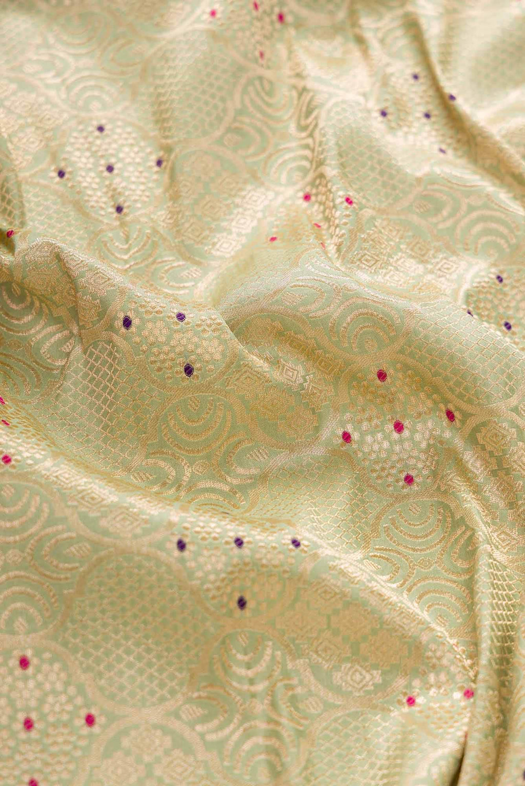 Pista Green Banarasi Silk Dress Material
