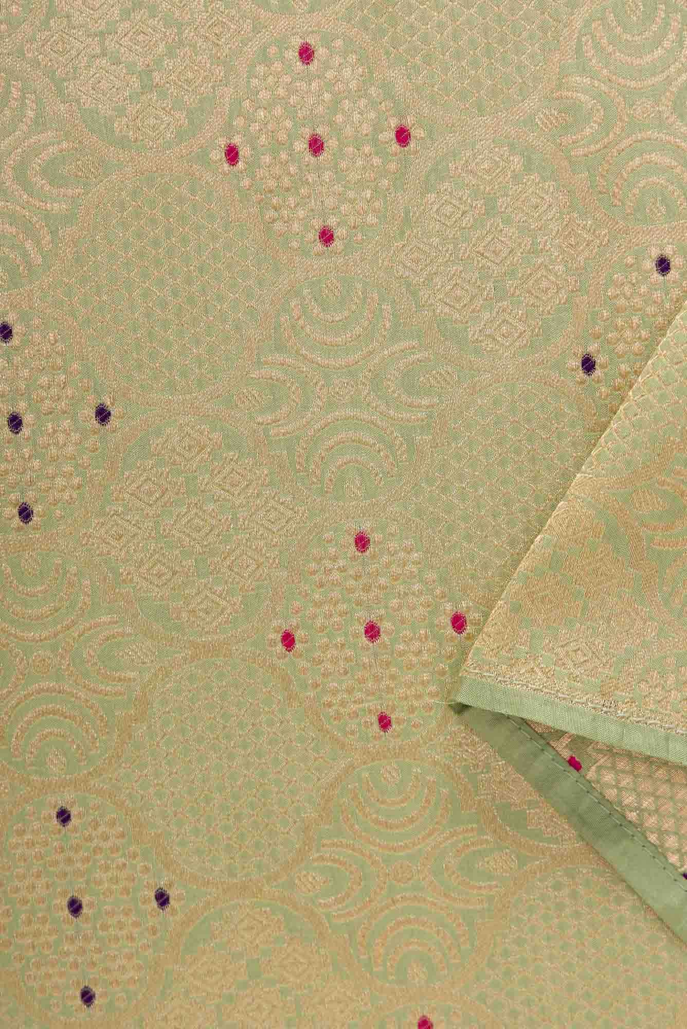 Pista Green Banarasi Silk Dress Material