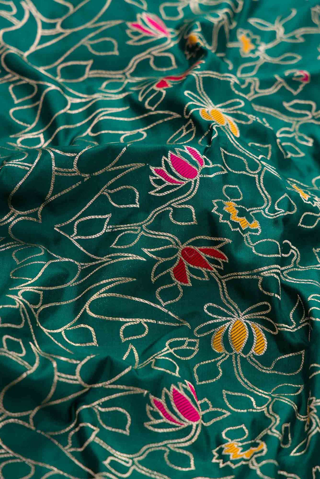 Green Banarasi Silk Dress Material