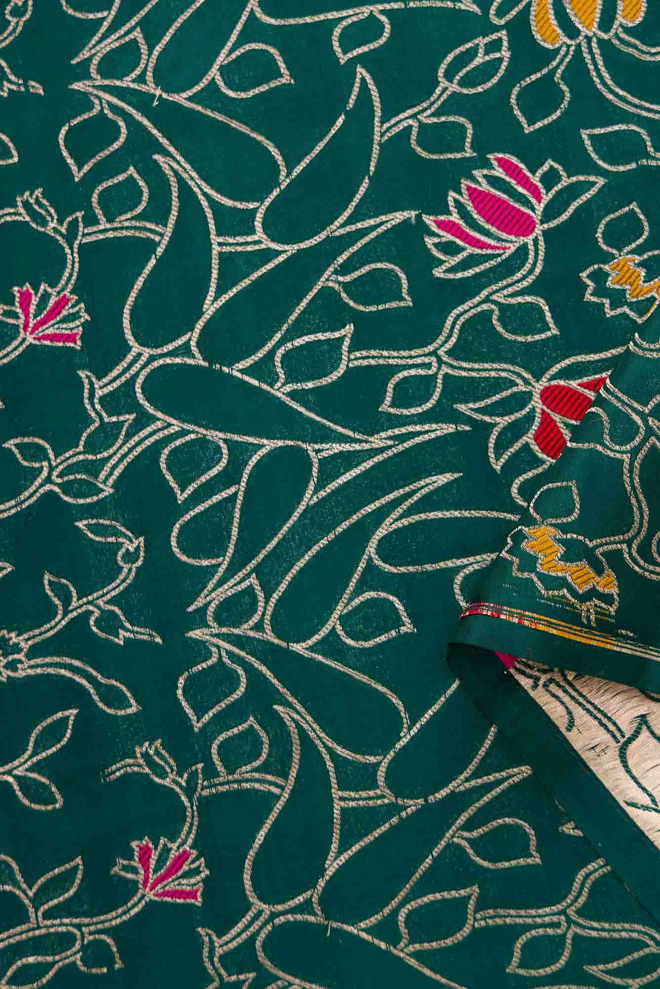 Green Banarasi Silk Dress Material