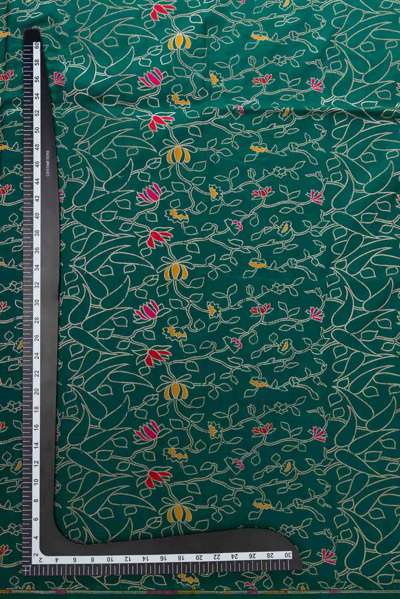 Green Banarasi Silk Dress Material