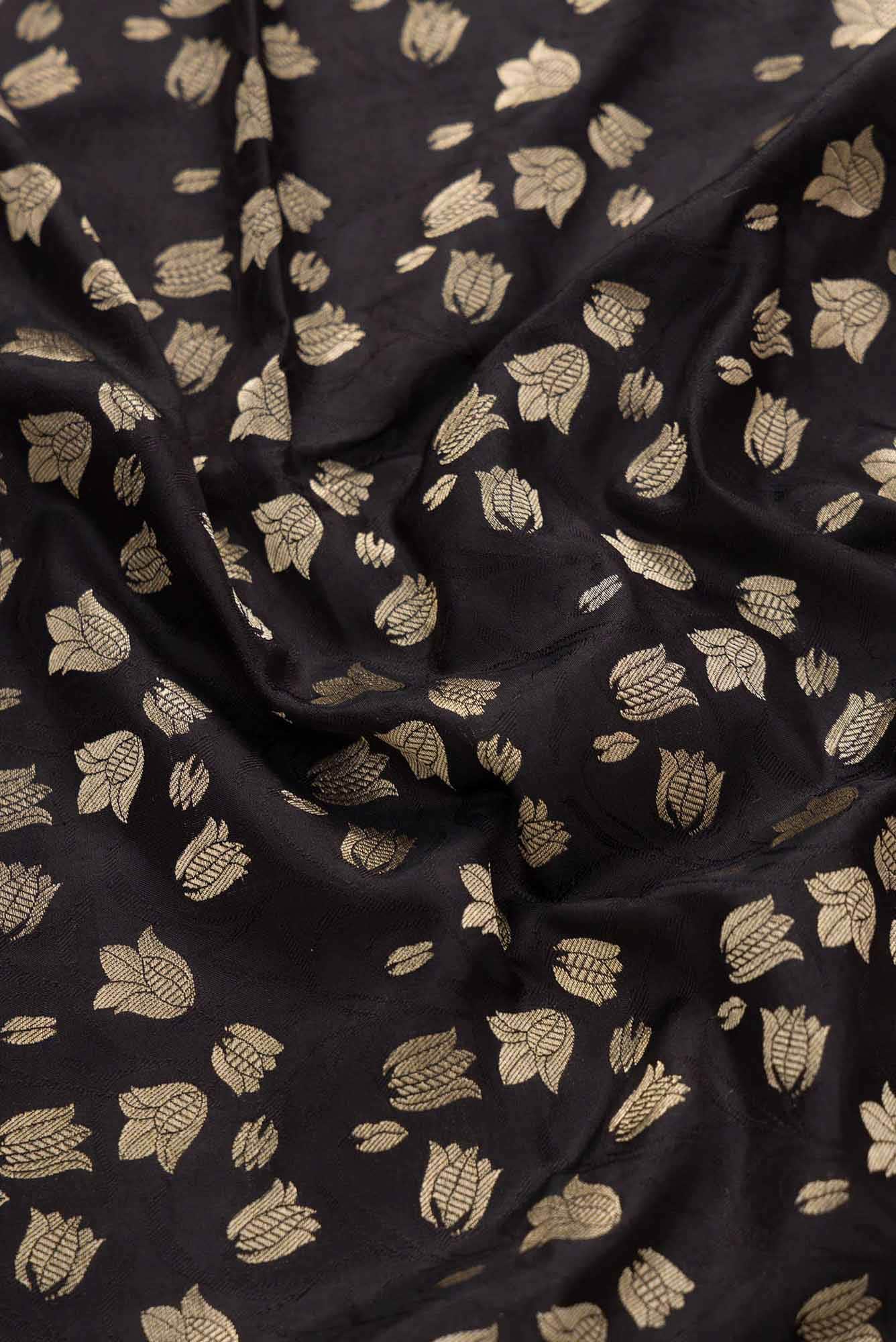 Black Banarasi Silk Dress Material