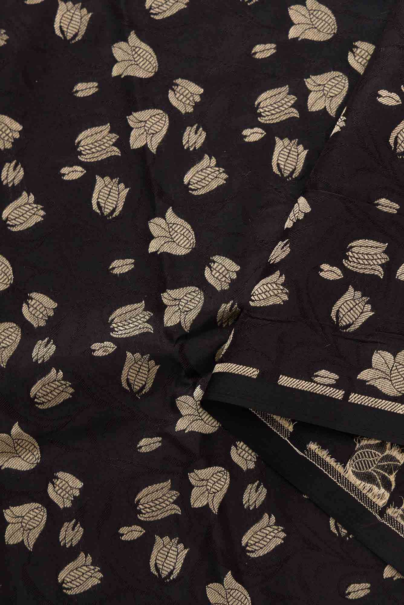 Black Banarasi Silk Dress Material