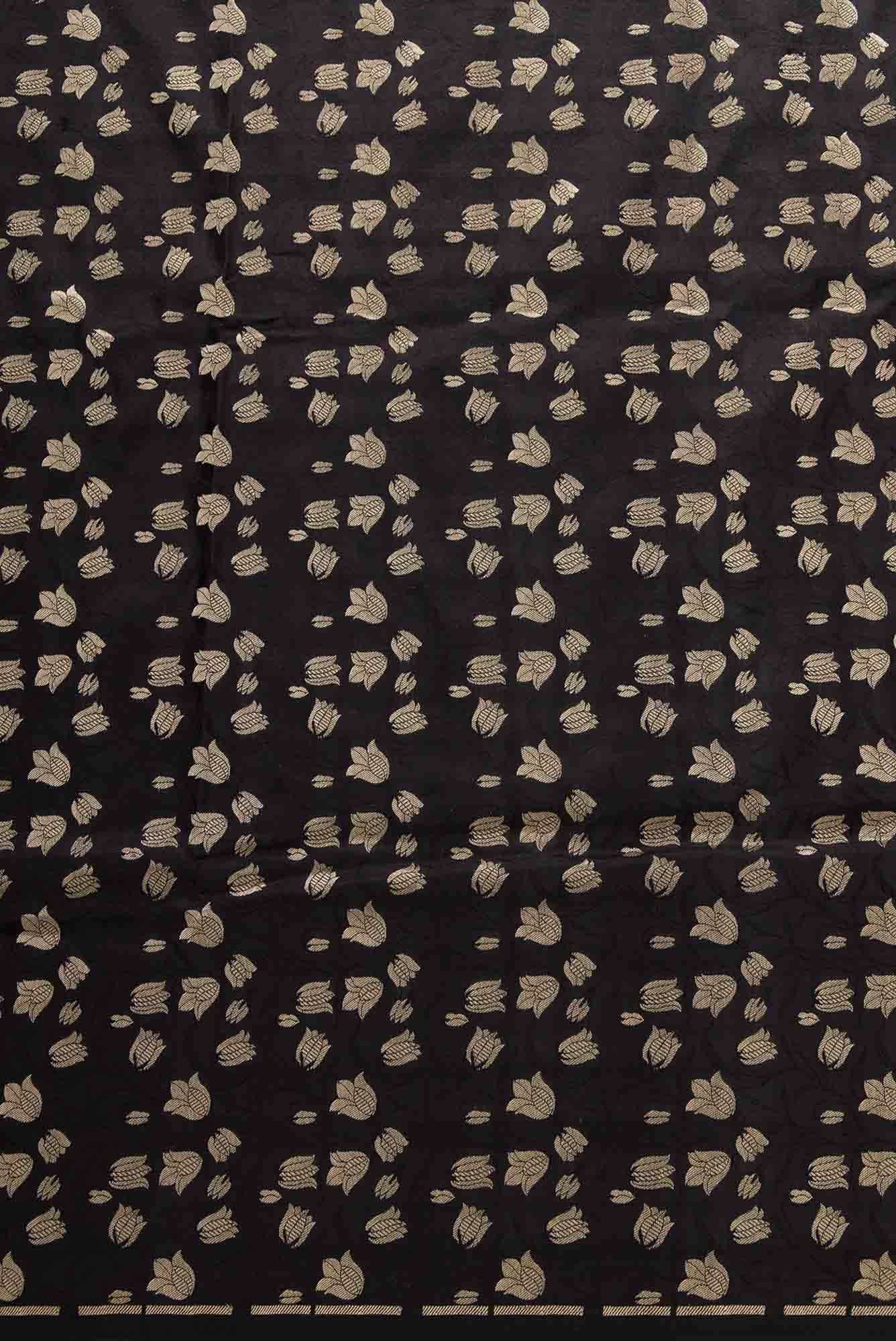 Black Banarasi Silk Dress Material