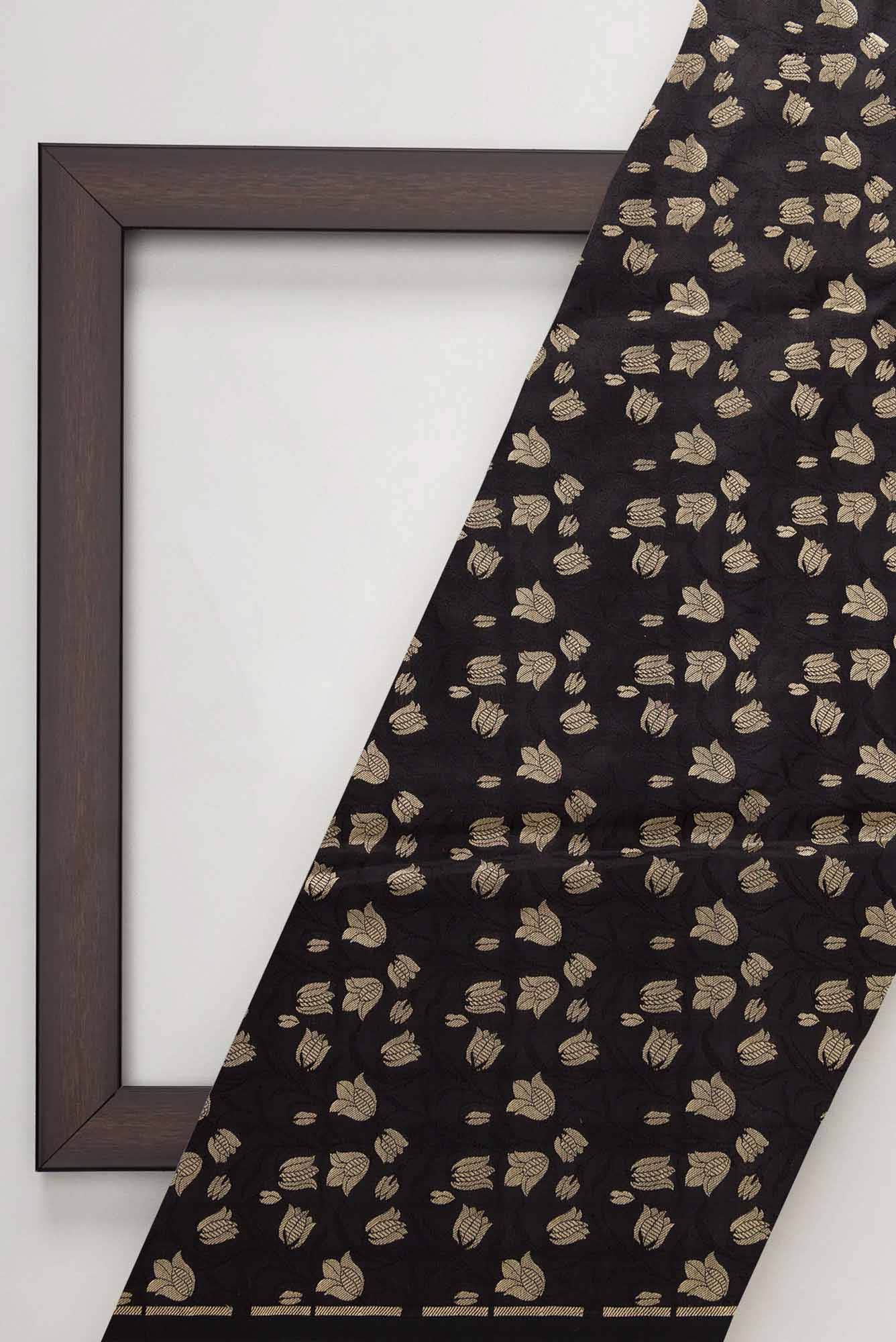 Black Banarasi Silk Dress Material