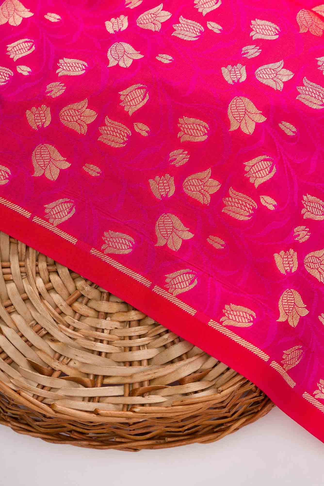 Pink Banarasi Silk Dress Material