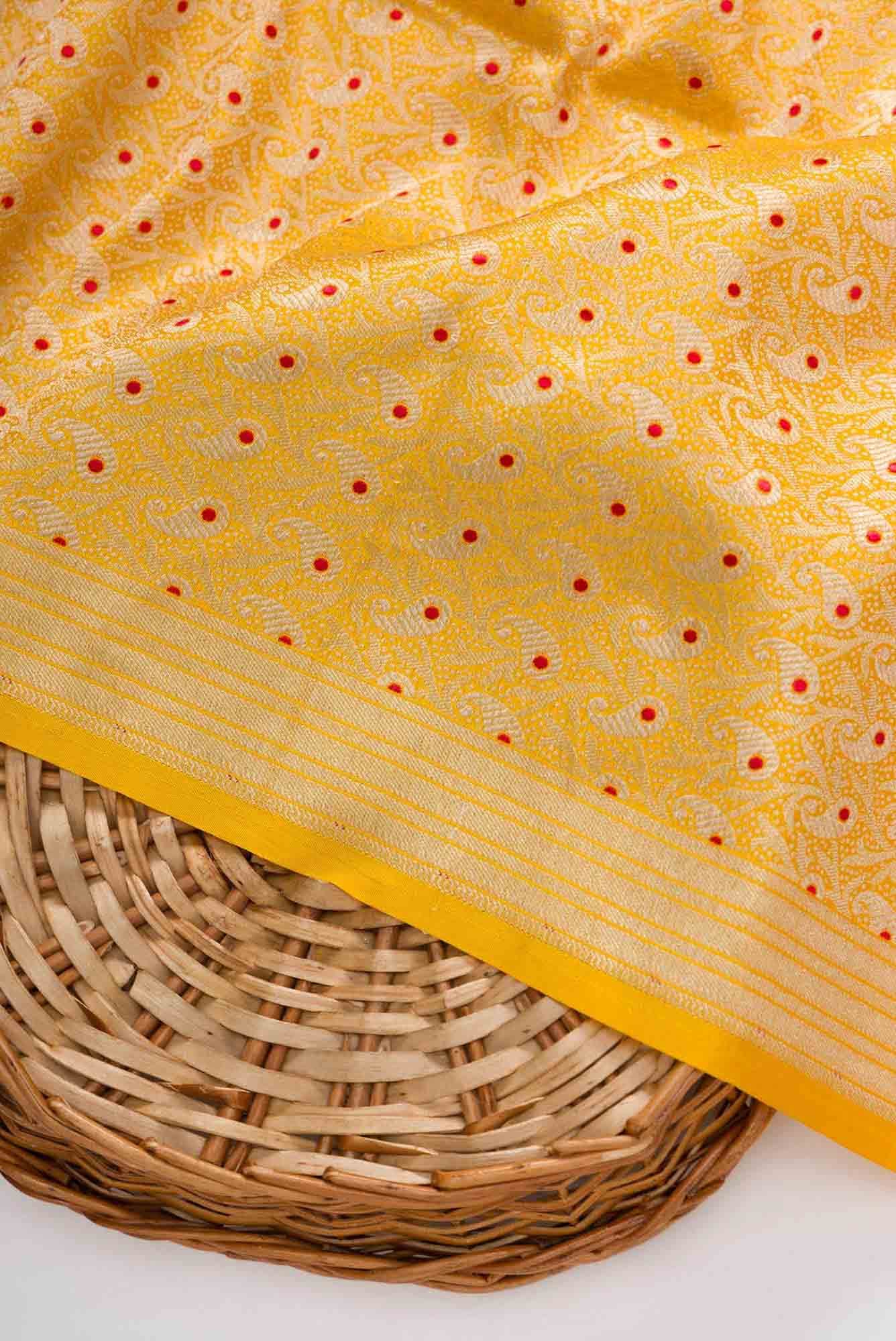 Yellow Banarasi Silk Dress Material