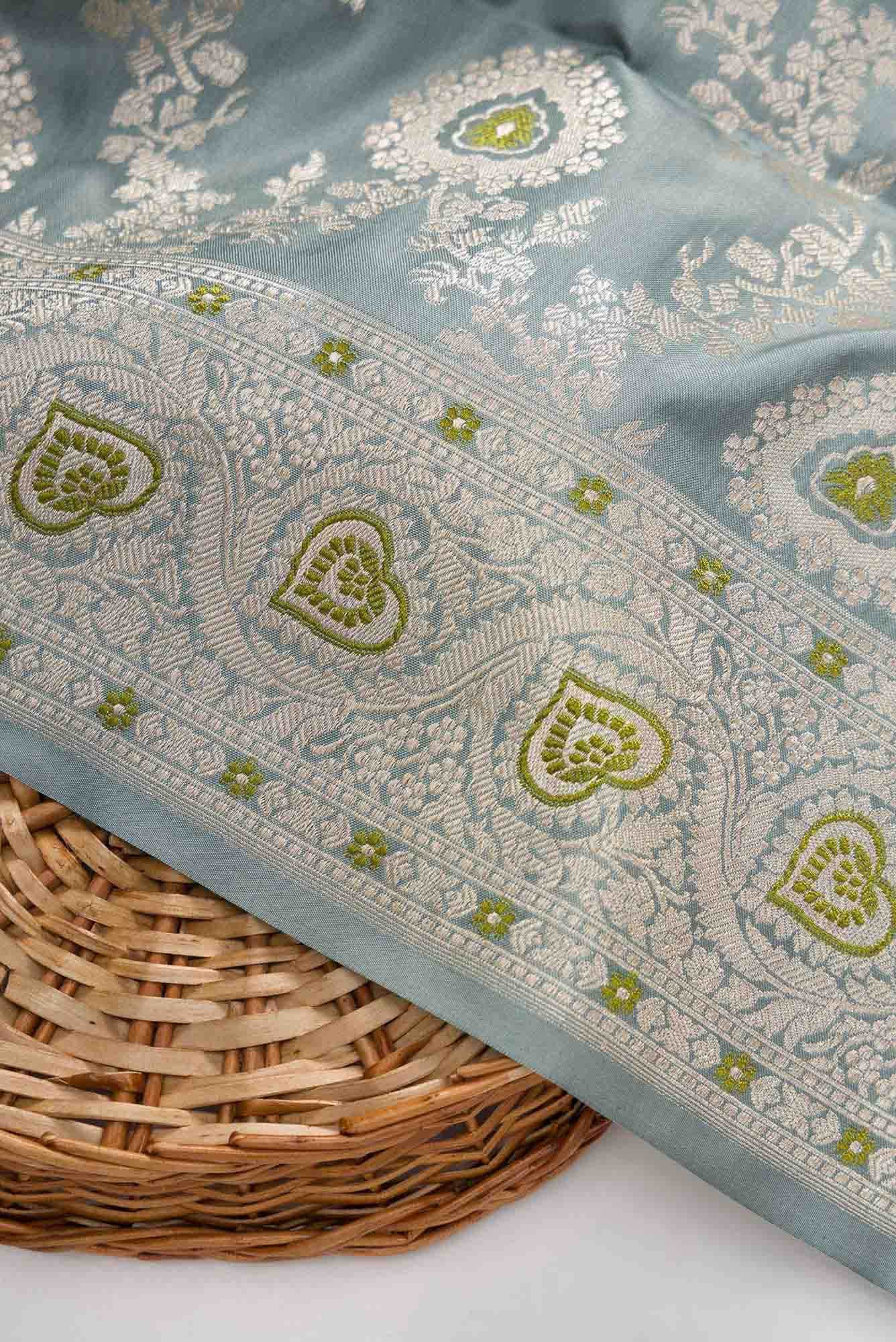 Maya Blue Banarasi Silk Dress Material