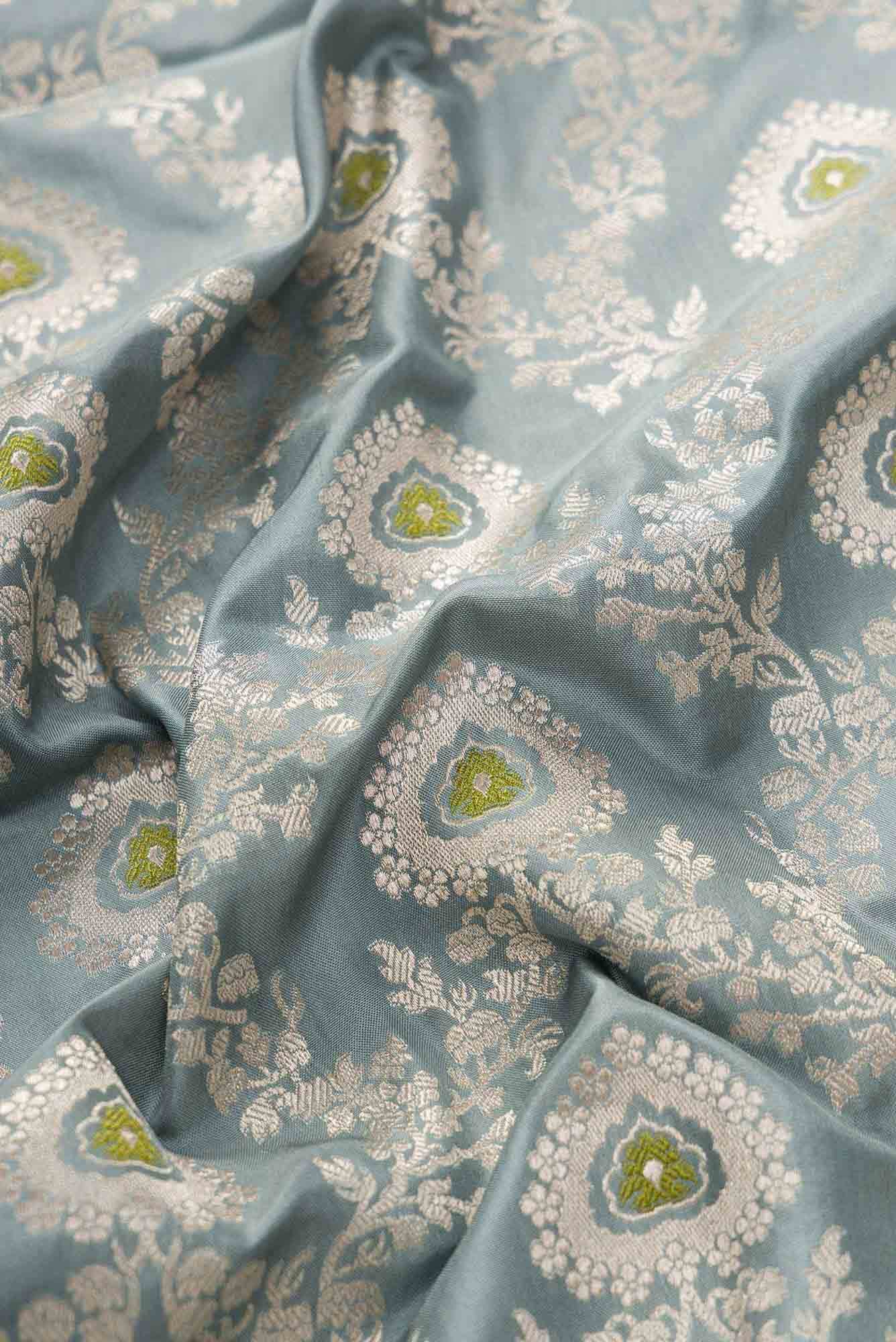 Maya Blue Banarasi Silk Dress Material