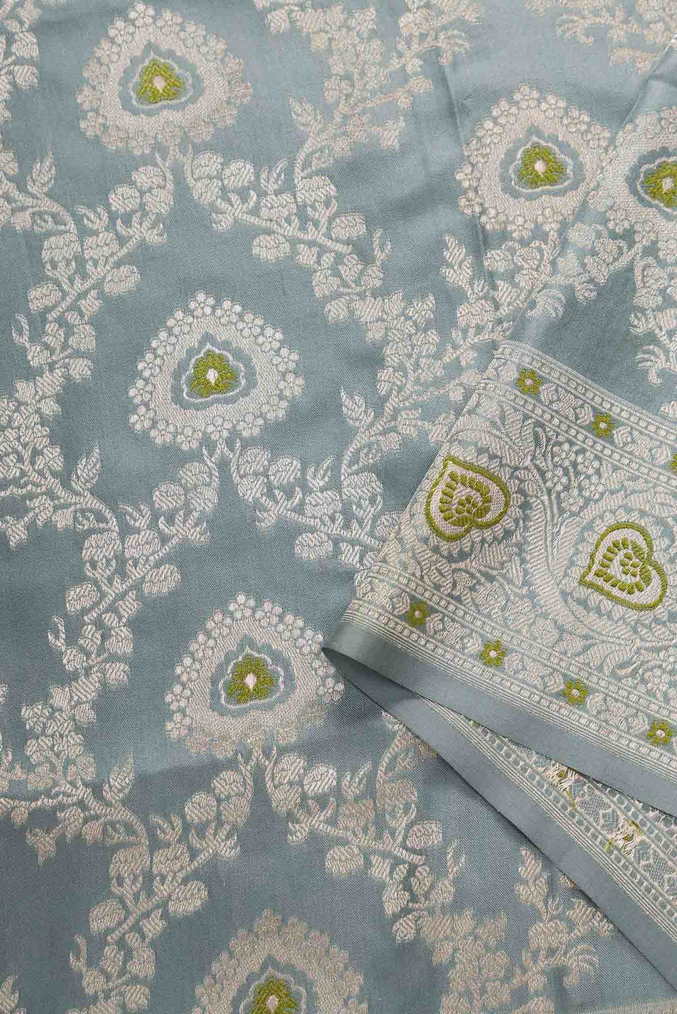 Maya Blue Banarasi Silk Dress Material
