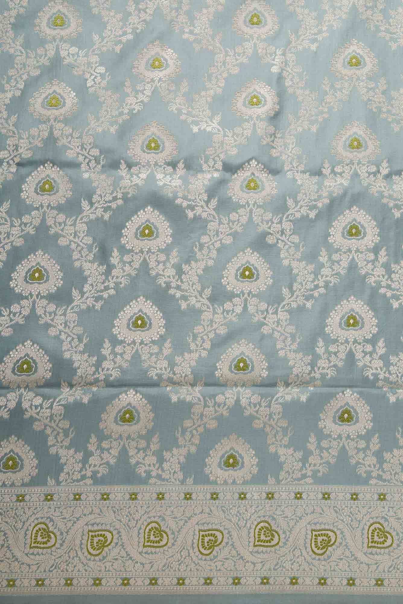 Maya Blue Banarasi Silk Dress Material