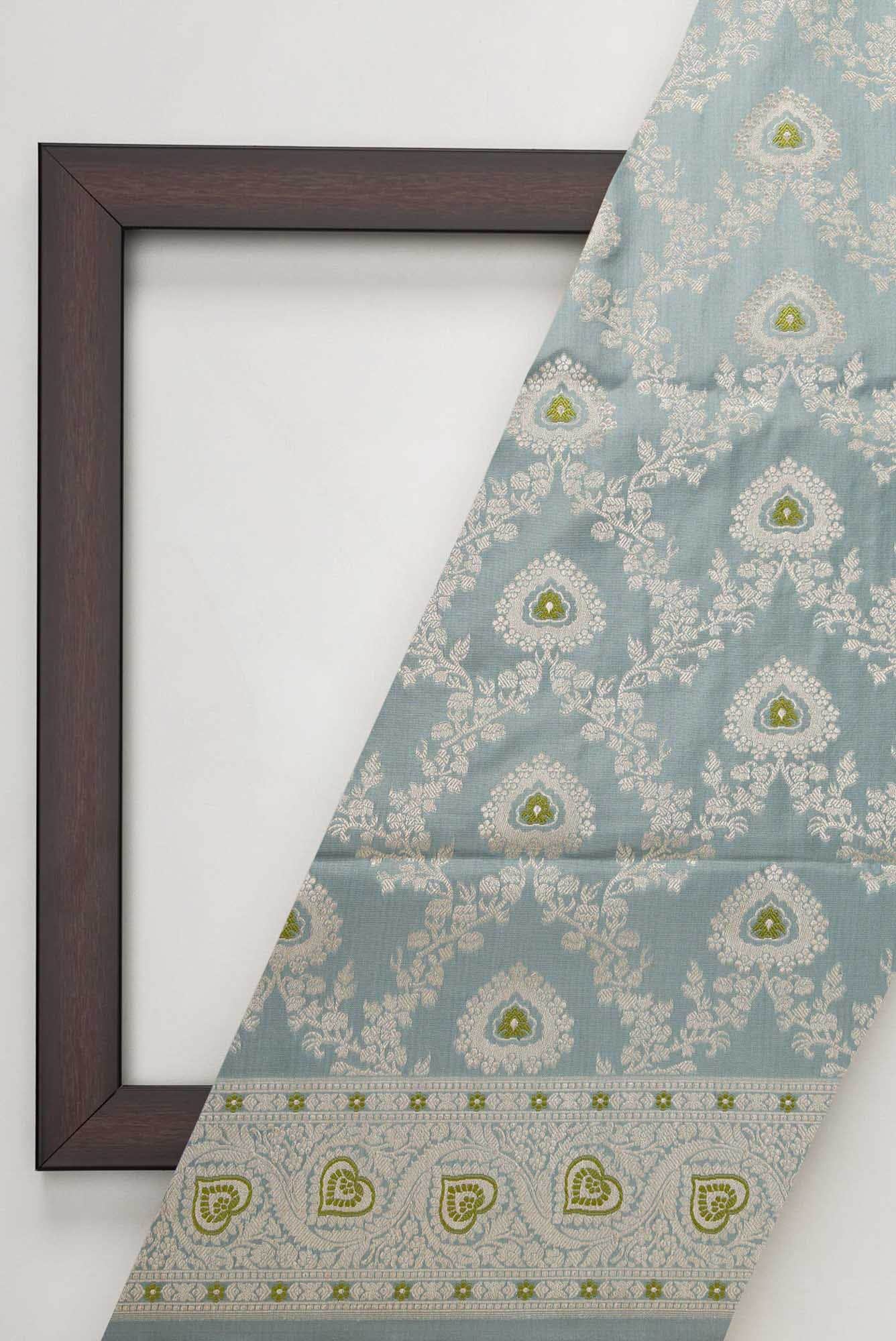 Maya Blue Banarasi Silk Dress Material