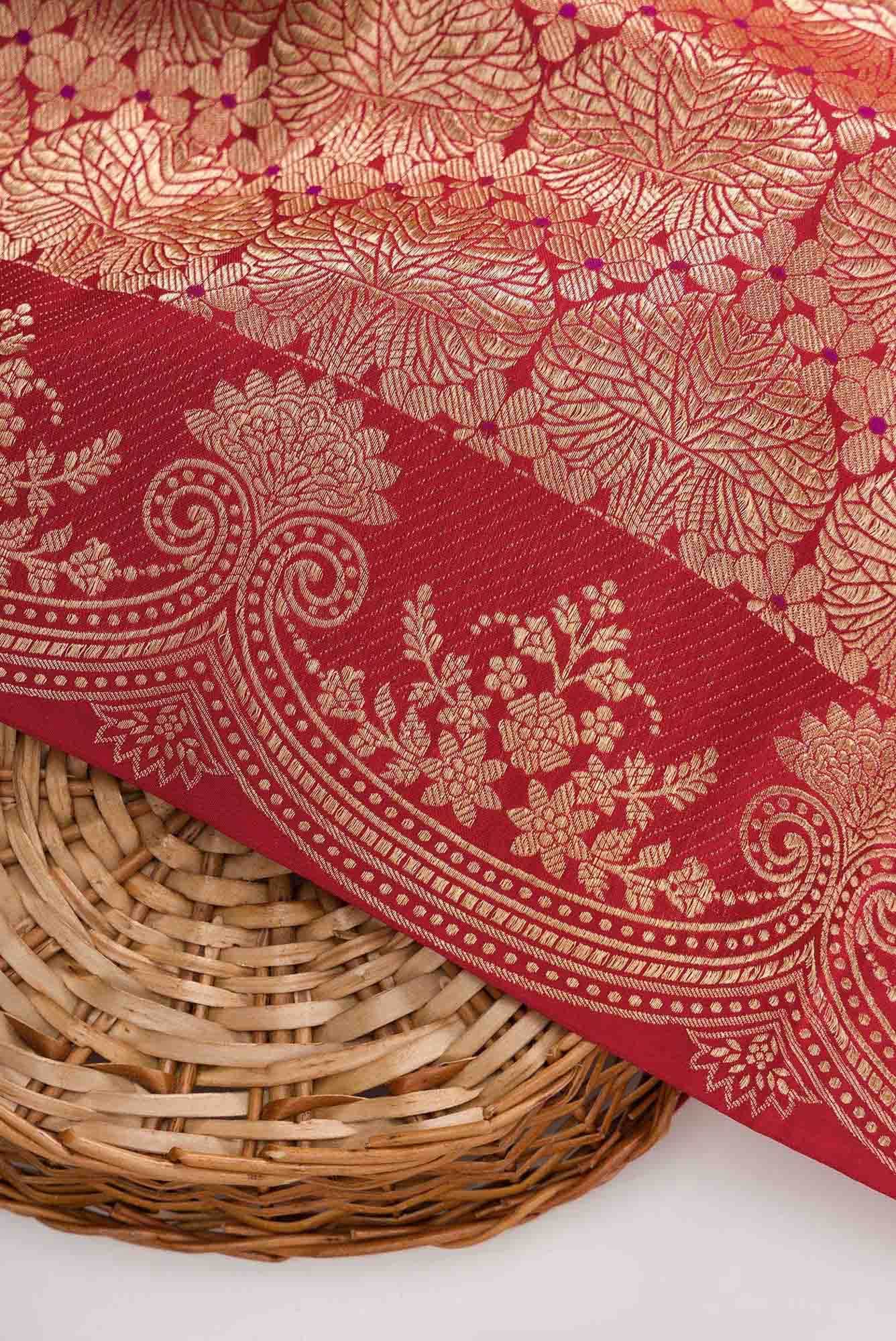 Maroon Banarasi Silk Dress Material