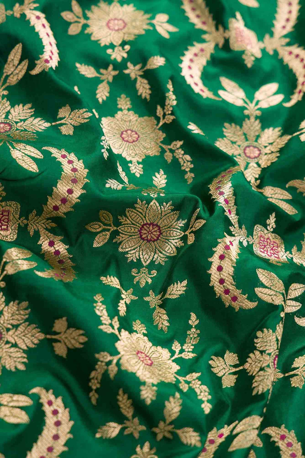 Green Banarasi Silk Dress Material