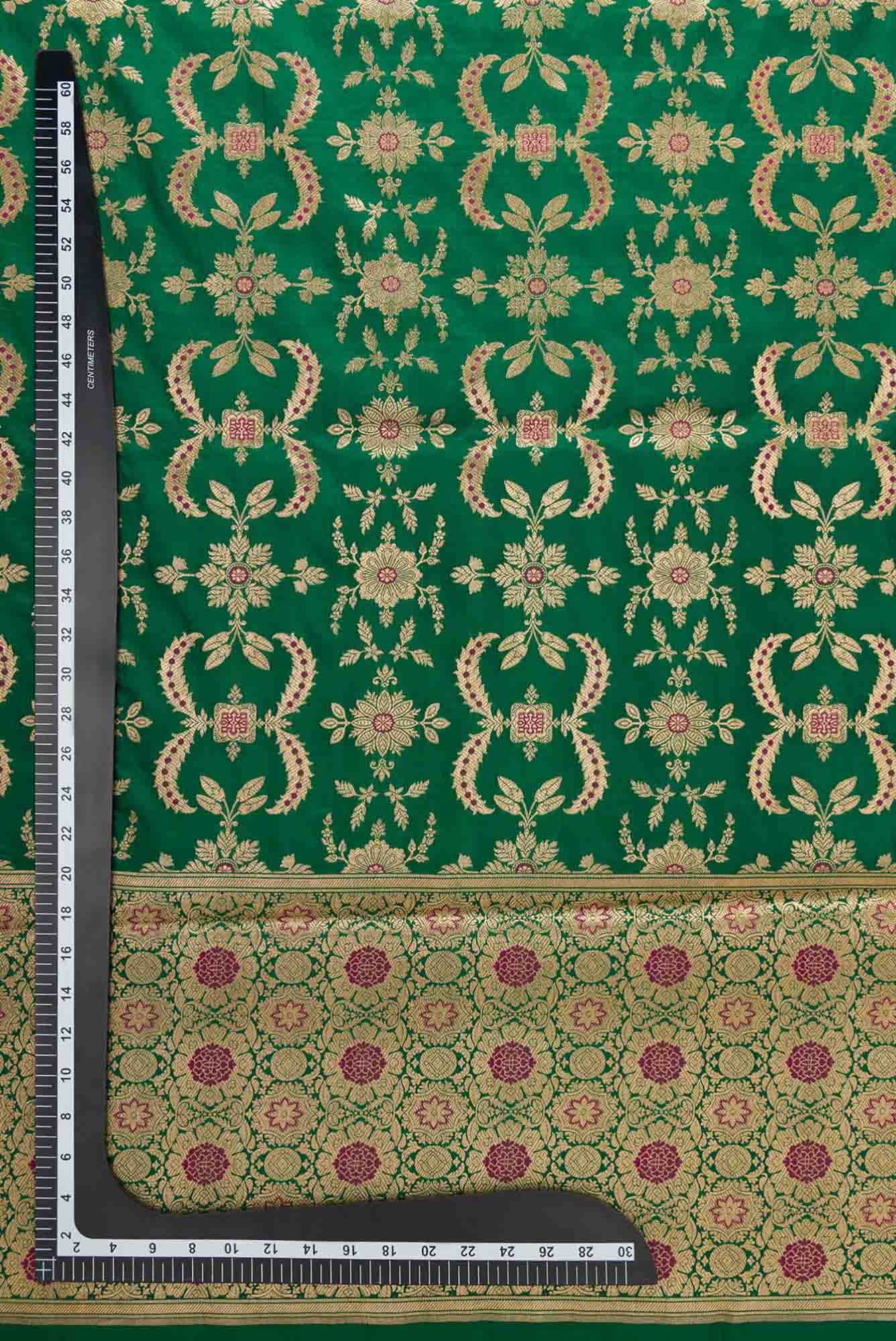 Green Banarasi Silk Dress Material