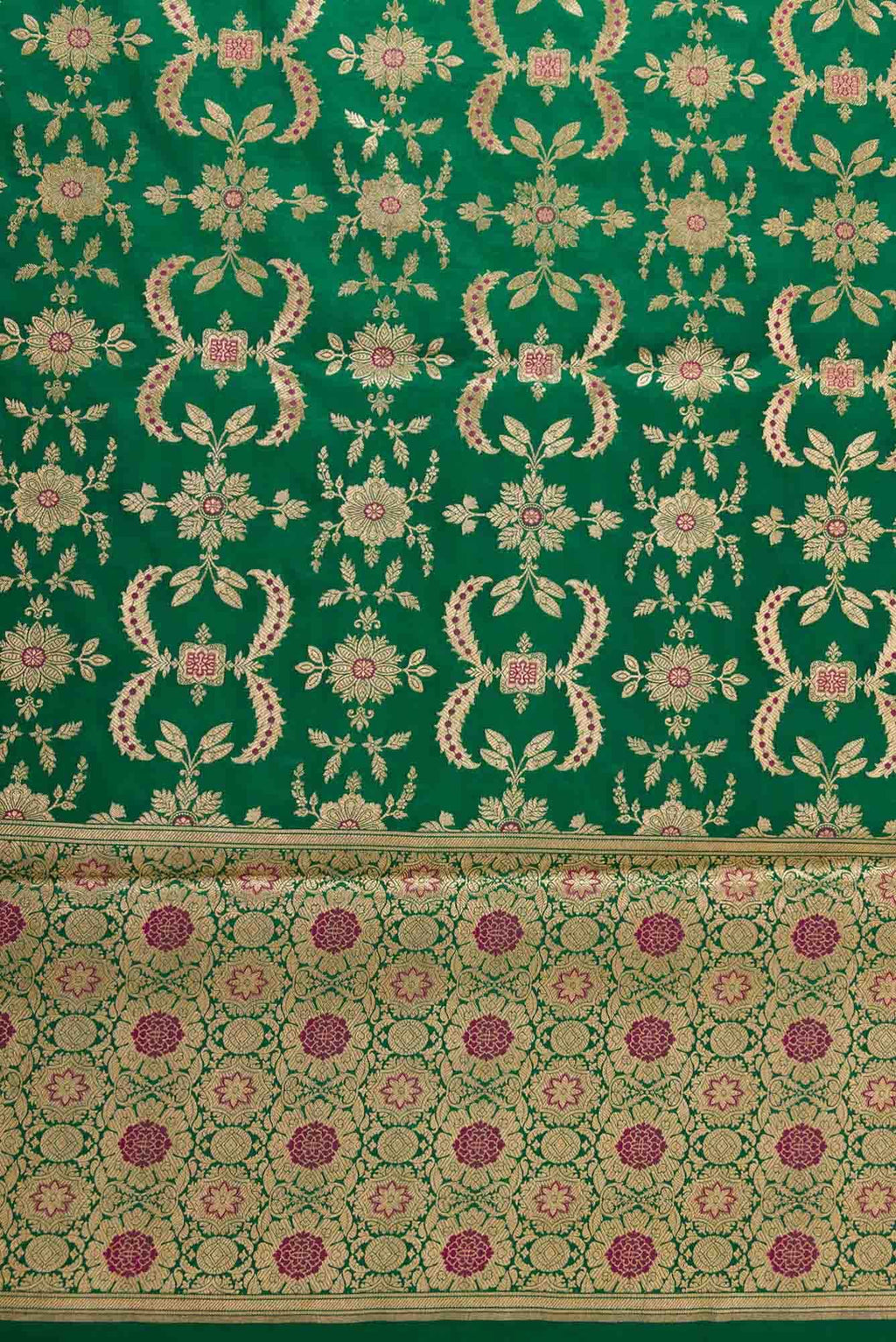 Green Banarasi Silk Dress Material