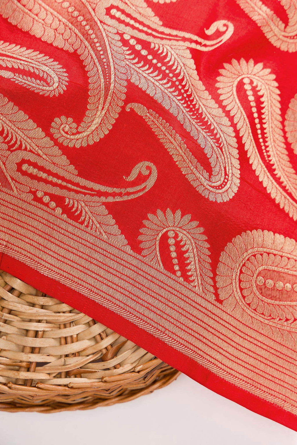Orange Banarasi Silk Dress Material