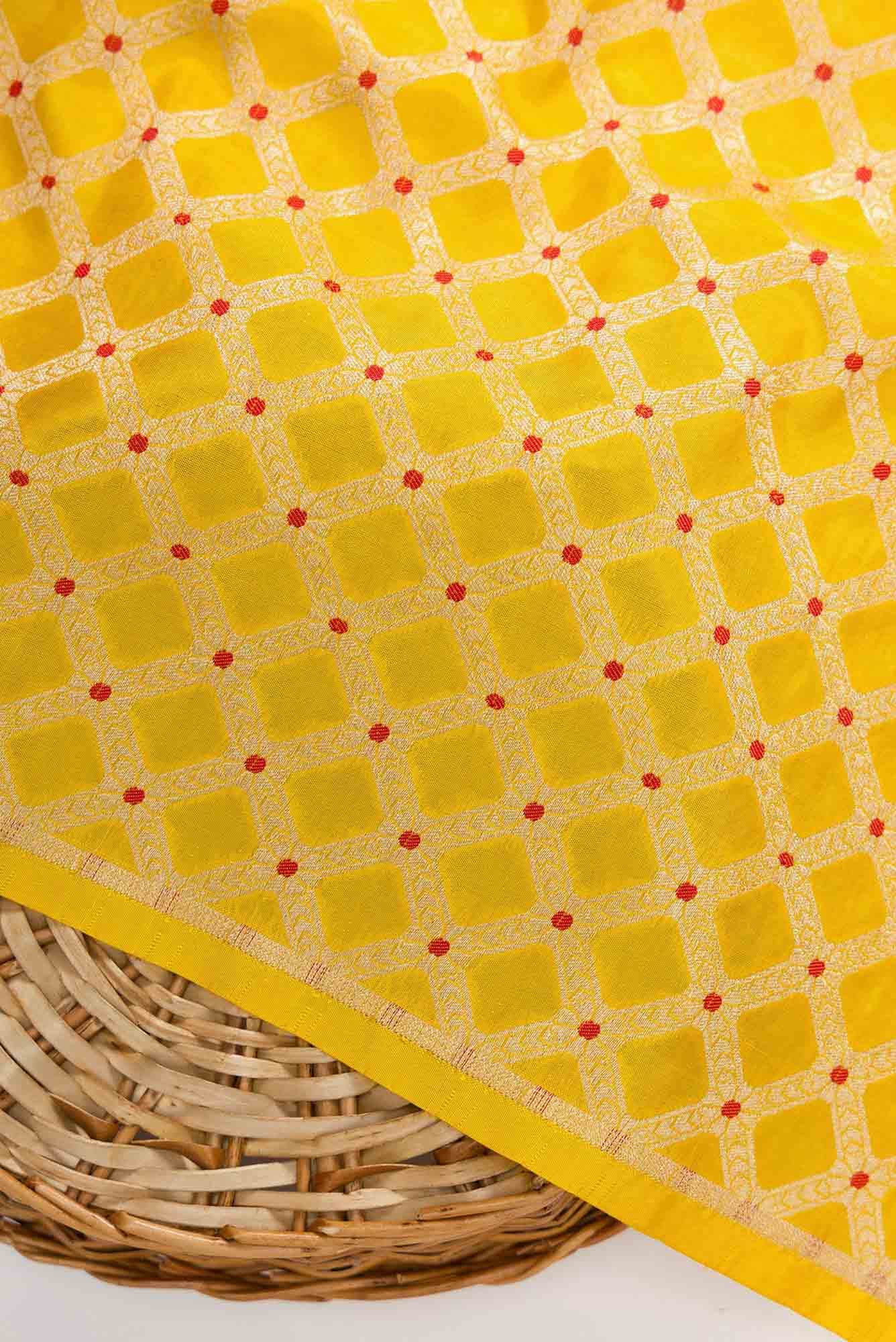 Yellow Banarasi Silk Dress Material