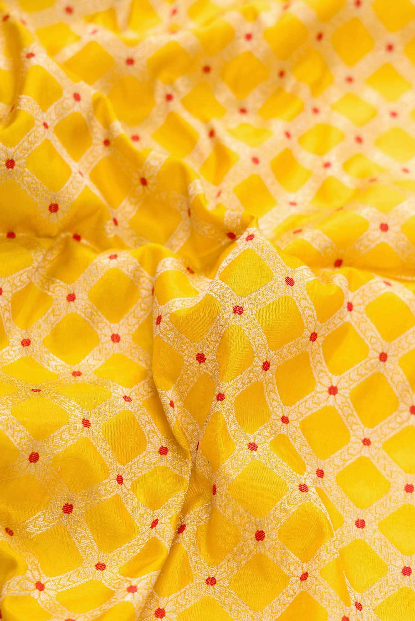 Yellow Banarasi Silk Dress Material