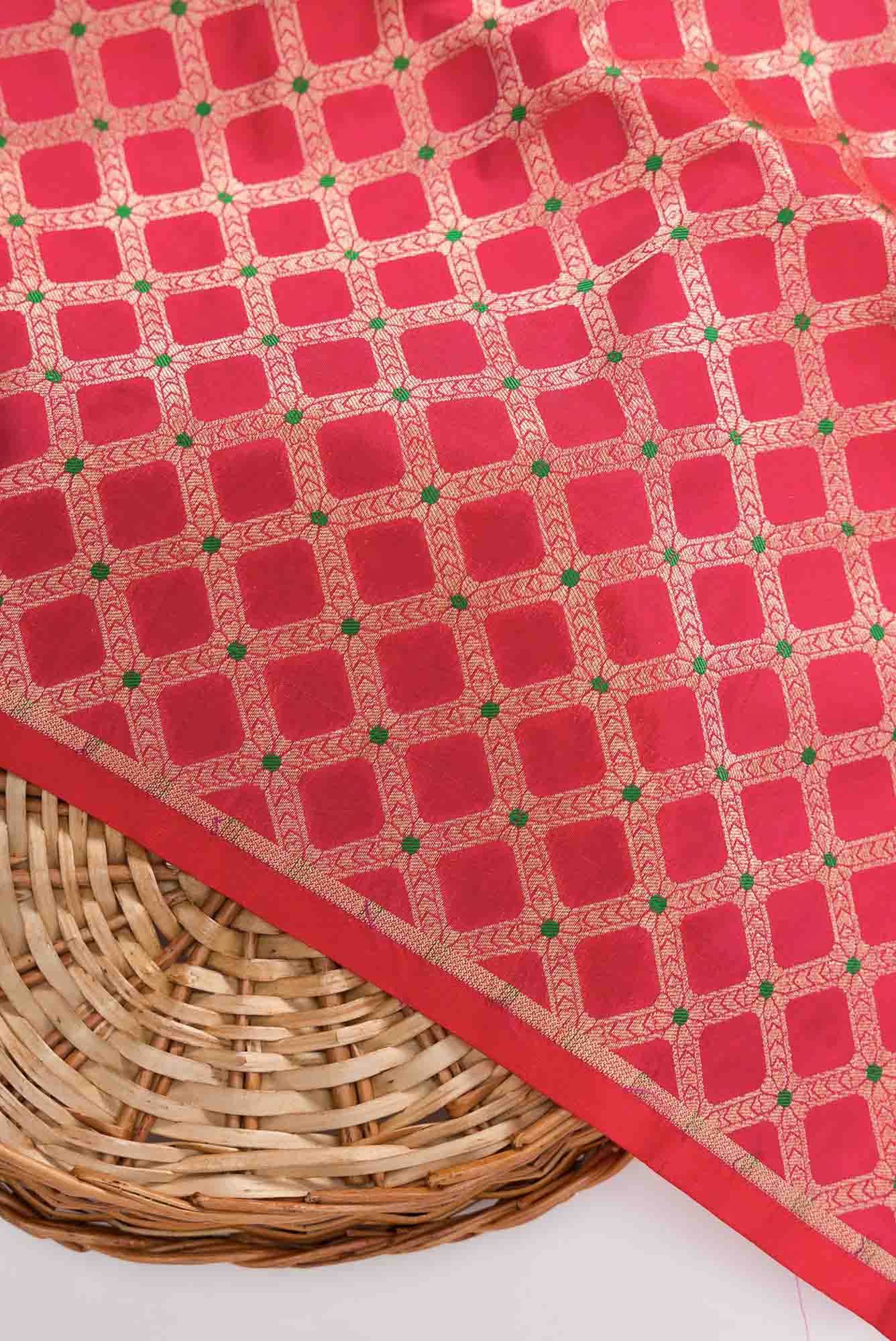 Dark Pink Banarasi Silk Dress Material