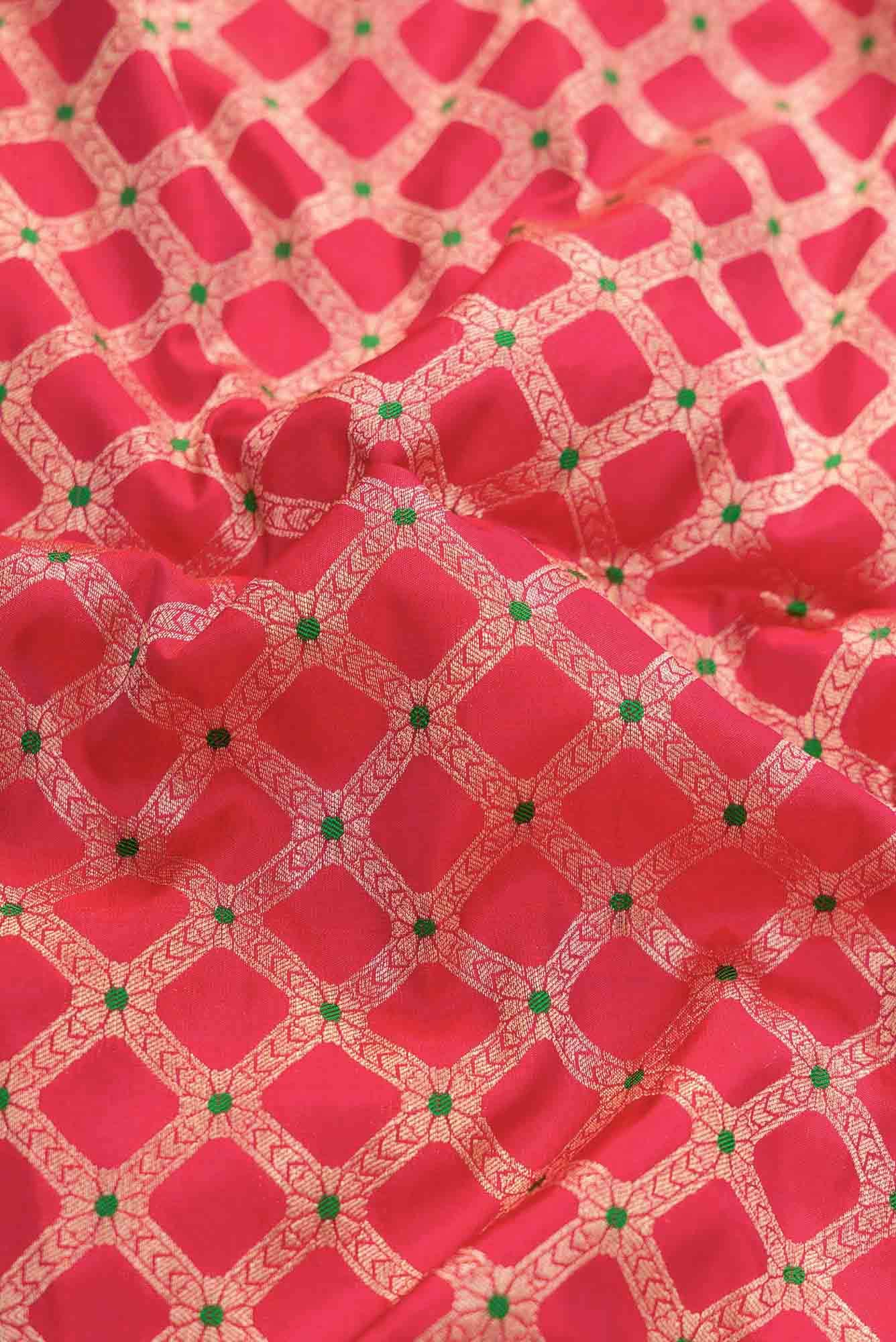 Dark Pink Banarasi Silk Dress Material