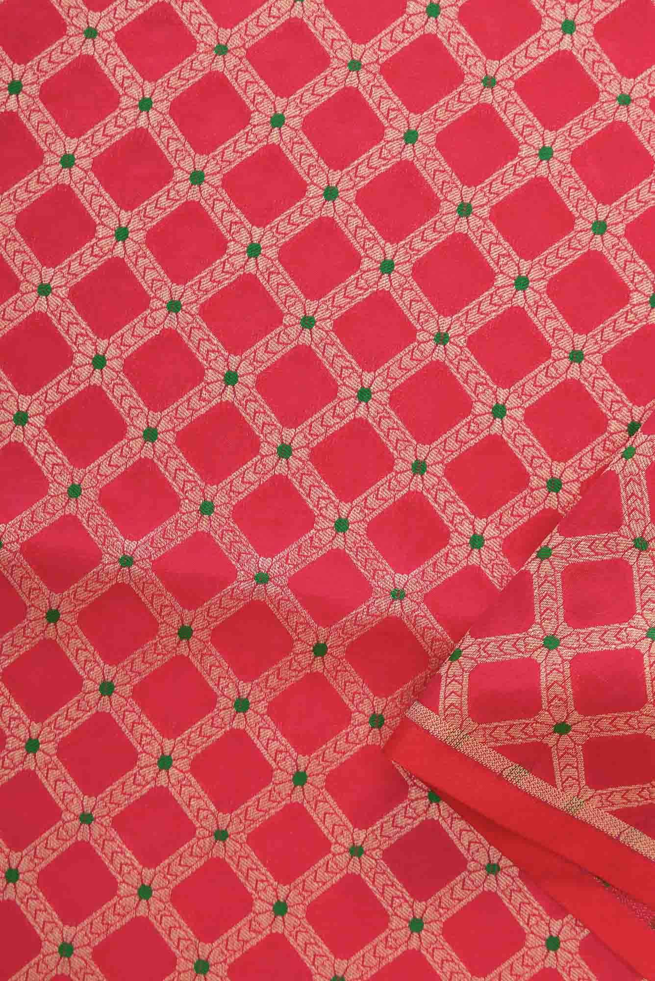 Dark Pink Banarasi Silk Dress Material