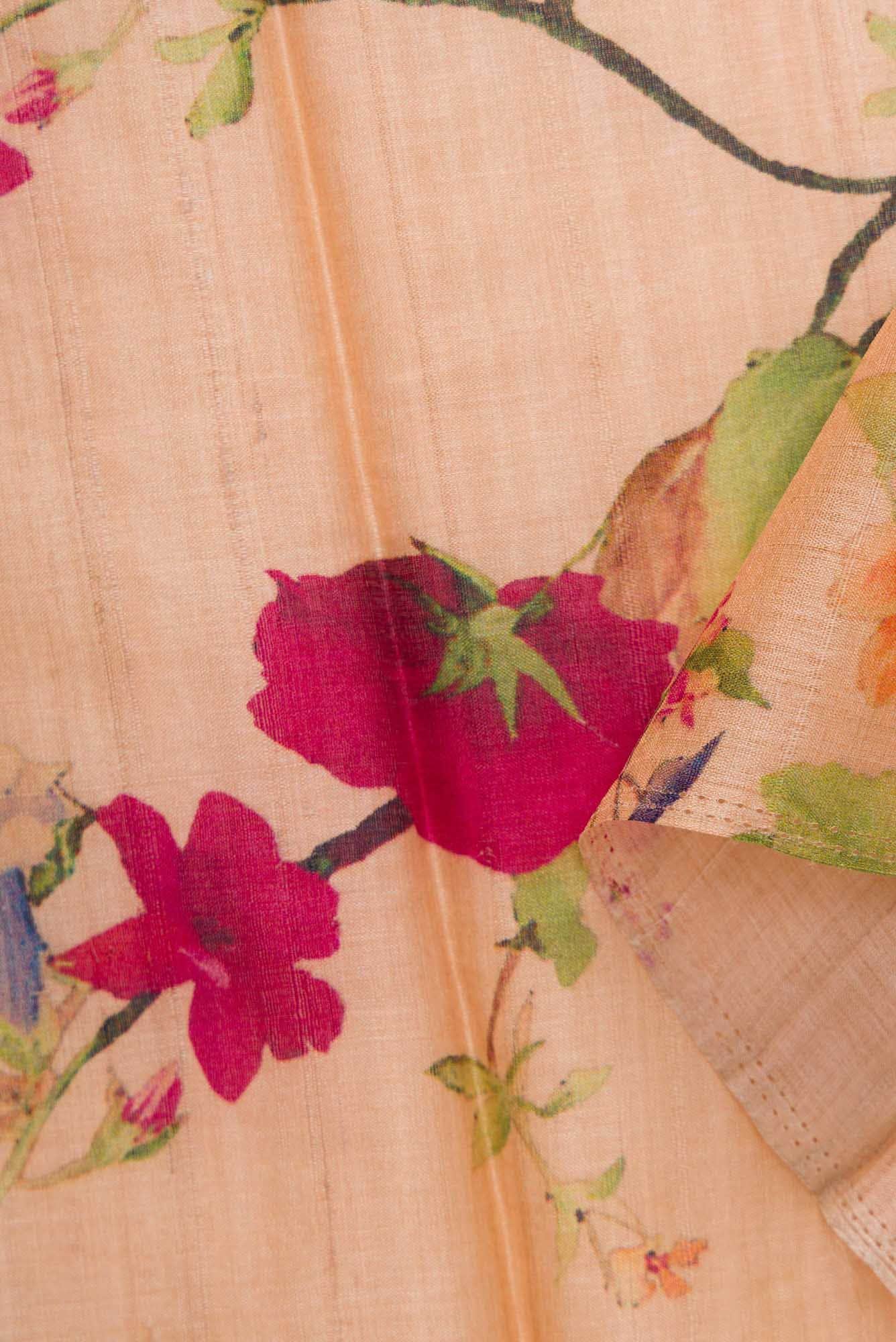 Golden Peach Tussar Silk Dress Material