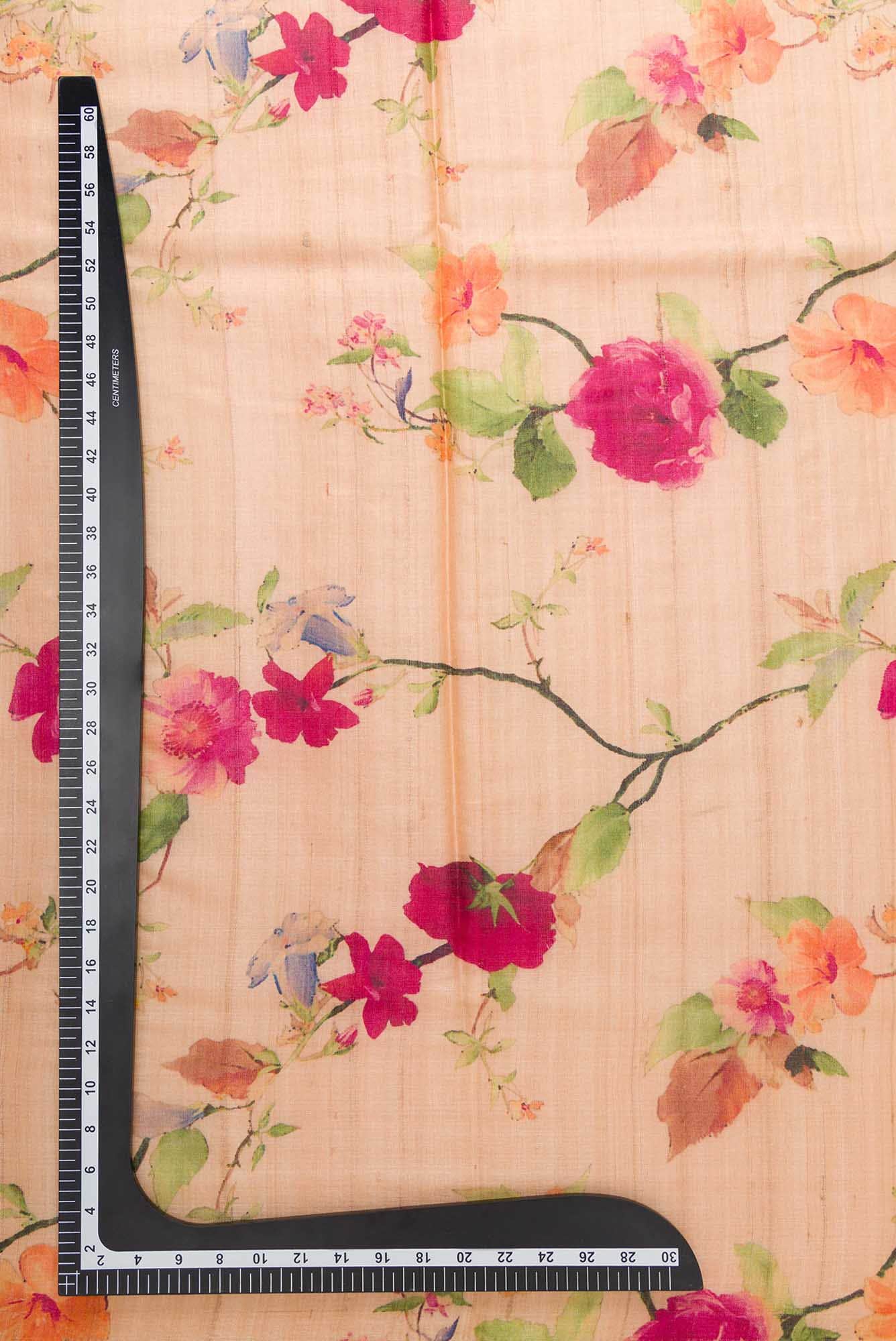 Golden Peach Tussar Silk Dress Material