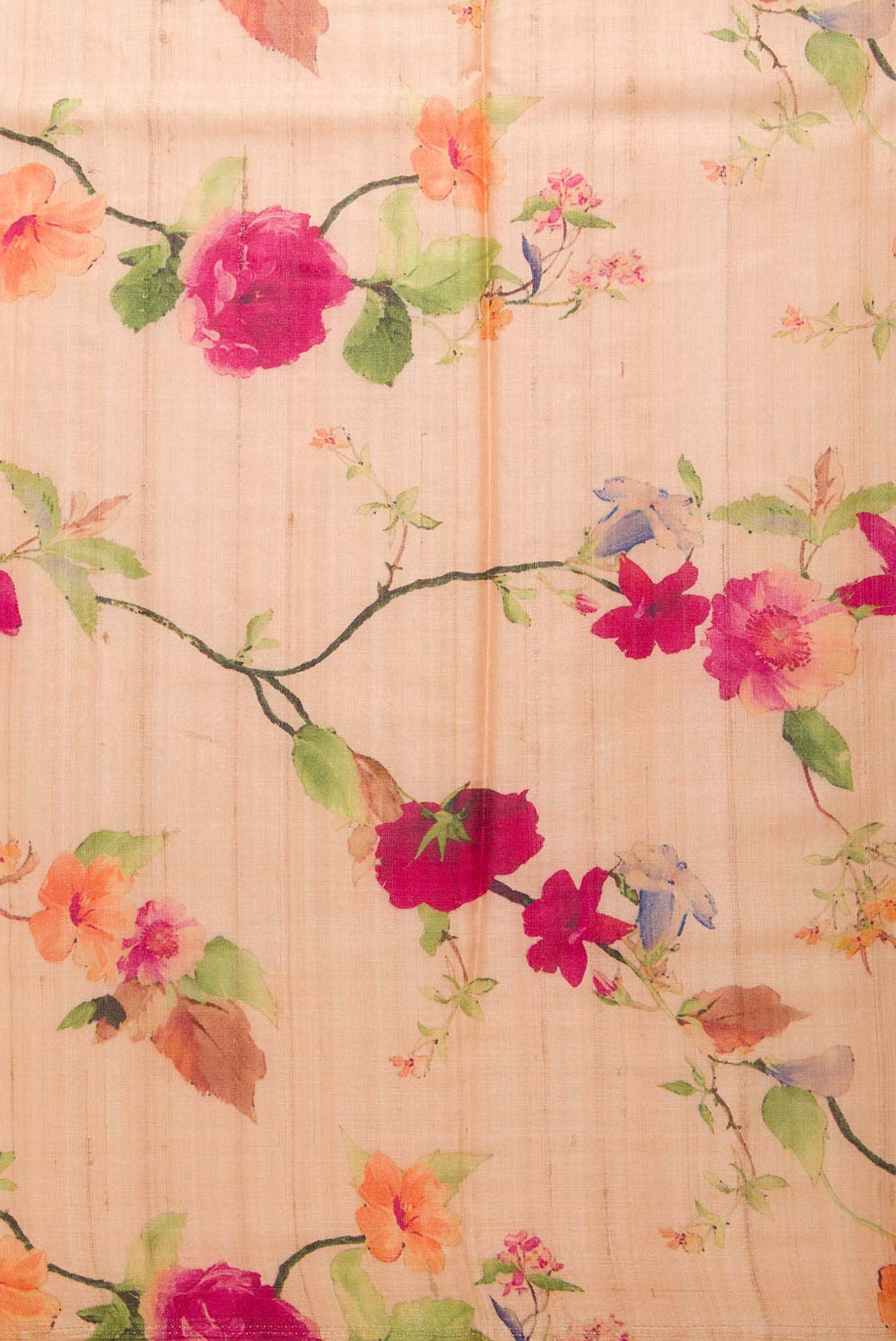 Golden Peach Tussar Silk Dress Material