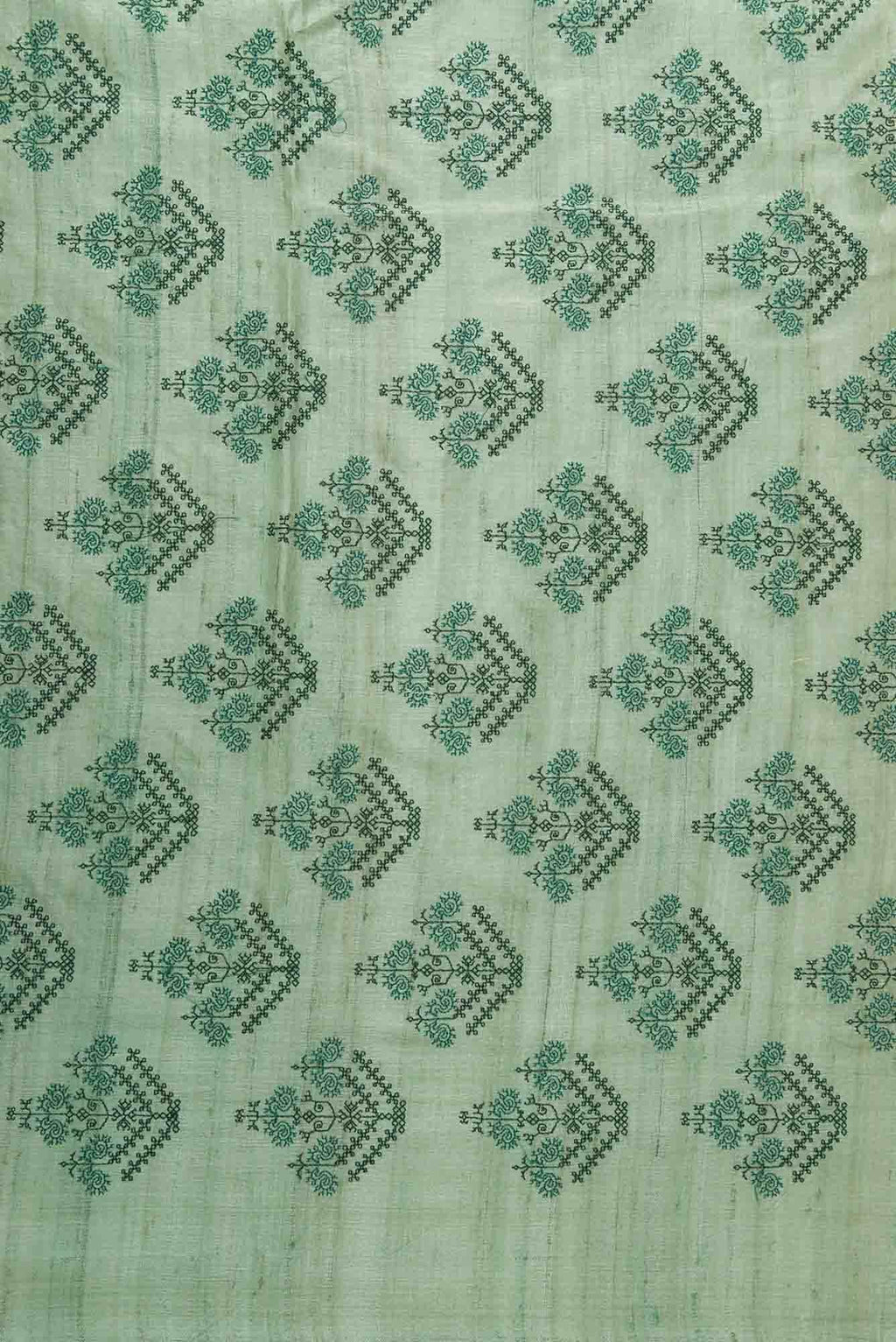 Green Tussar Silk Dress Material