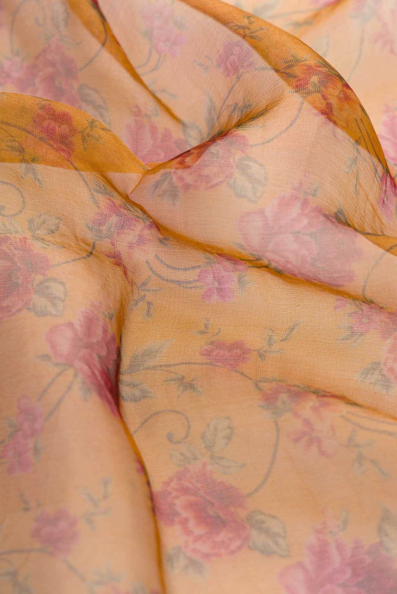 Mustard Organza Silk Dress Material