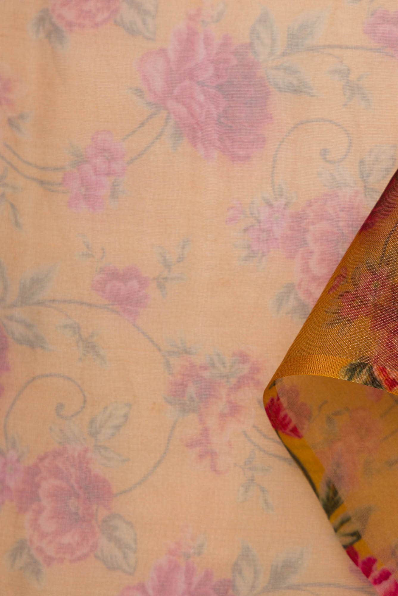 Mustard Organza Silk Dress Material