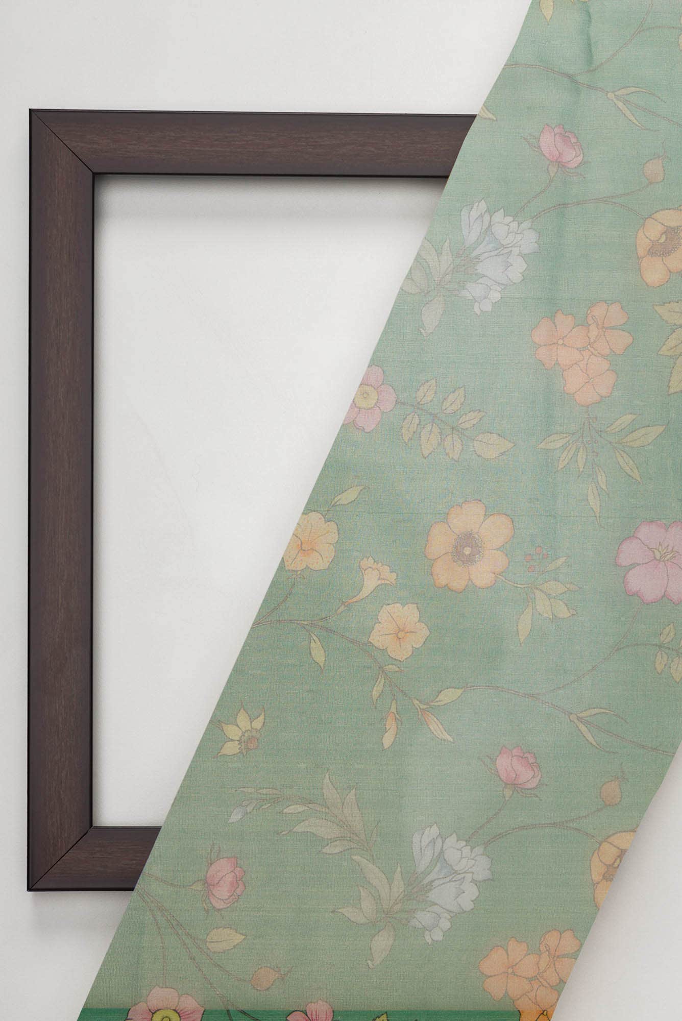 Green Organza Silk Dress Material