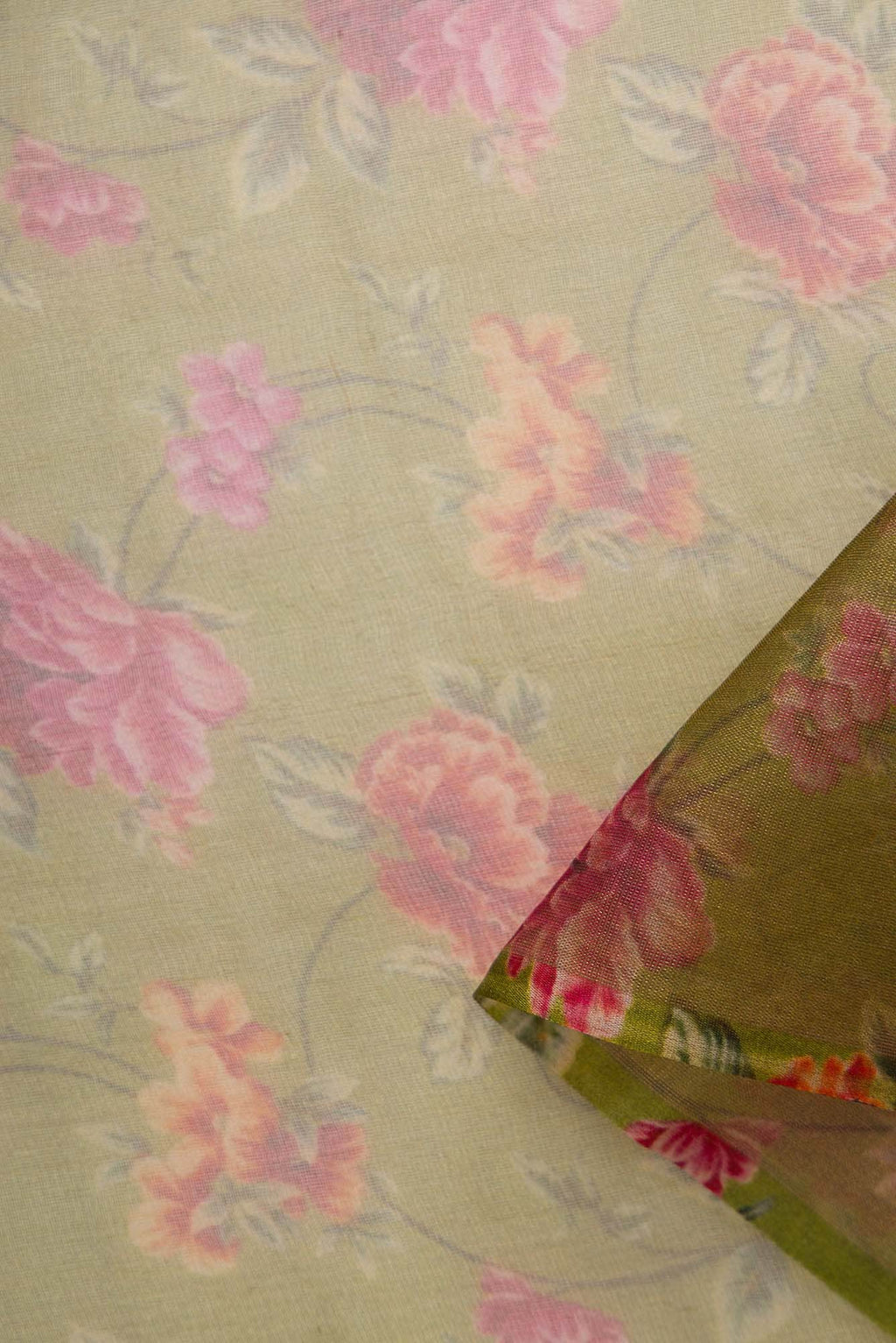 Mehandi Green Organza Silk Dress Material