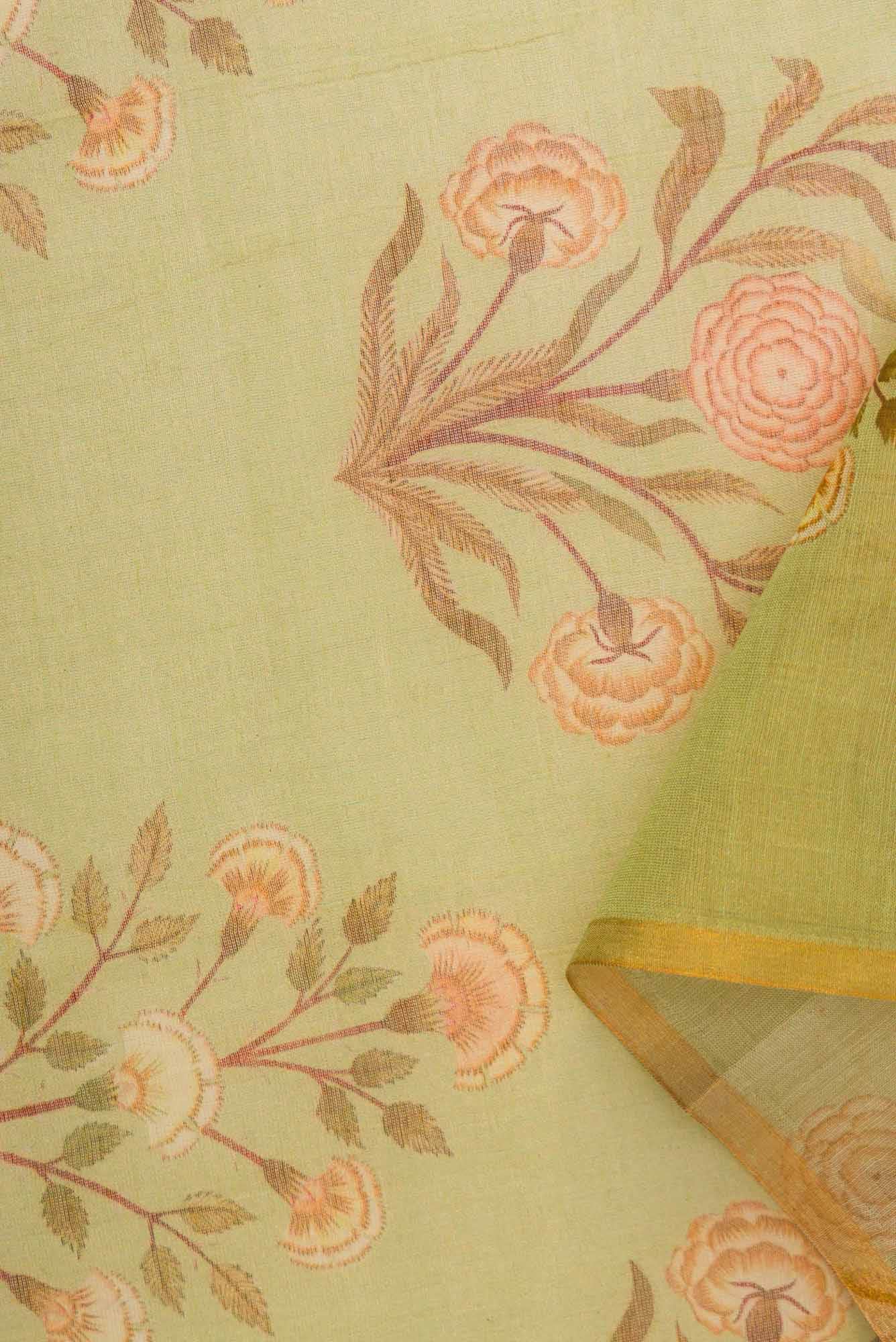 Pista Green Chanderi Tissue Silk Dress Material