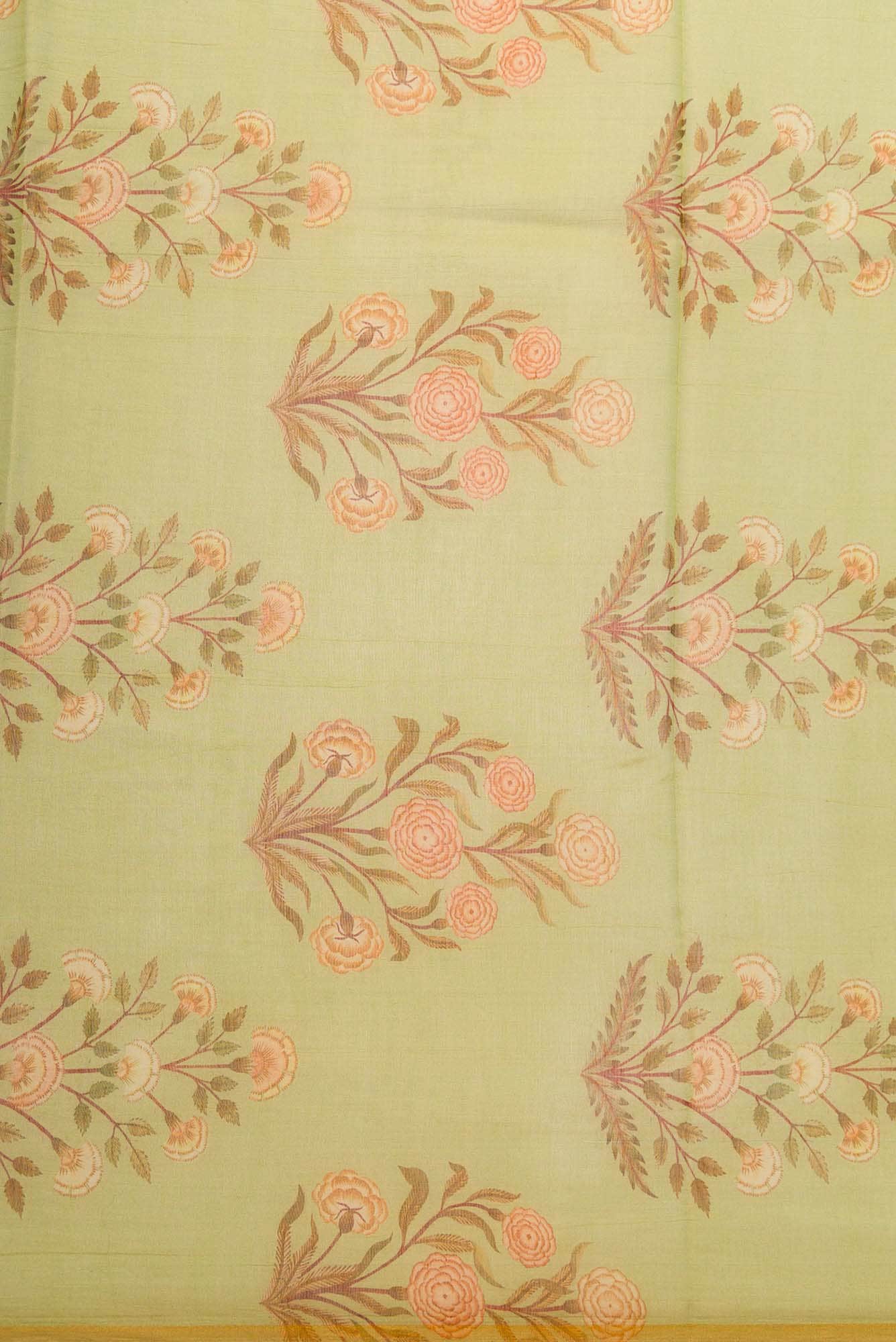 Pista Green Chanderi Tissue Silk Dress Material