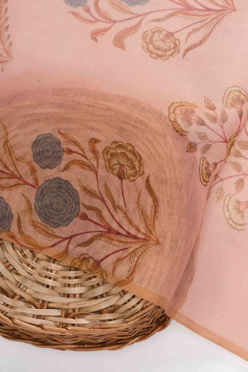 Golden Peach Chanderi Tissue Silk Dress Material