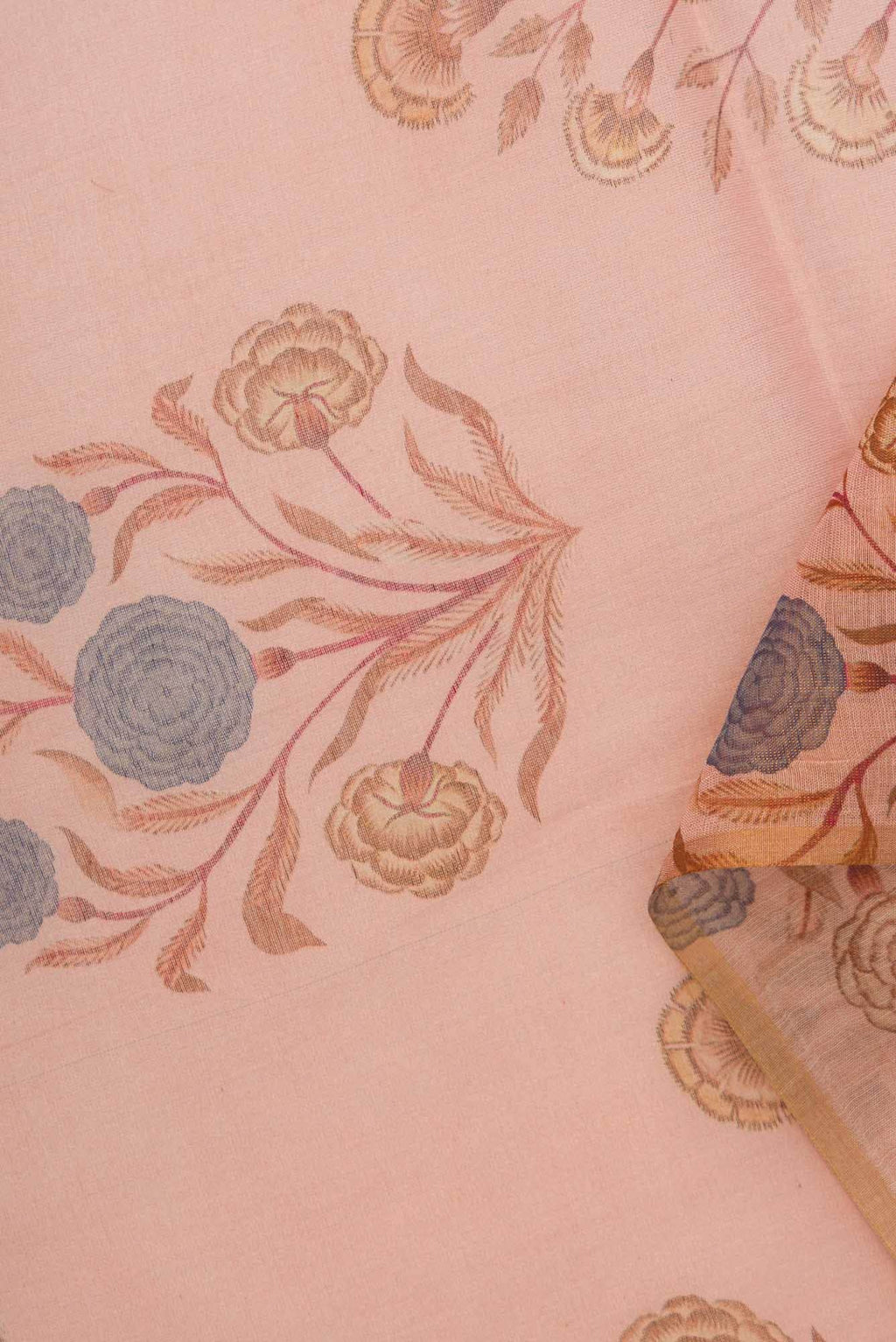 Golden Peach Chanderi Tissue Silk Dress Material
