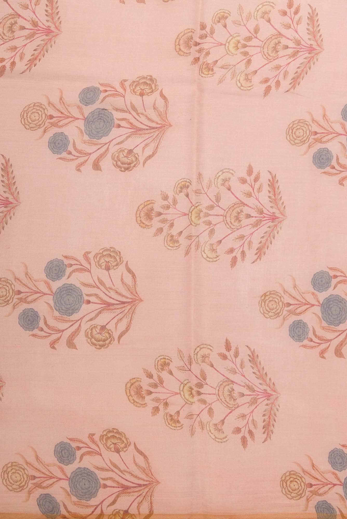 Golden Peach Chanderi Tissue Silk Dress Material