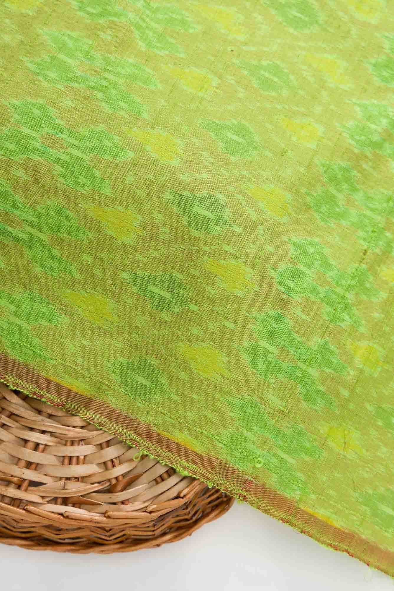 Parrot Green Raw Silk Dress Material