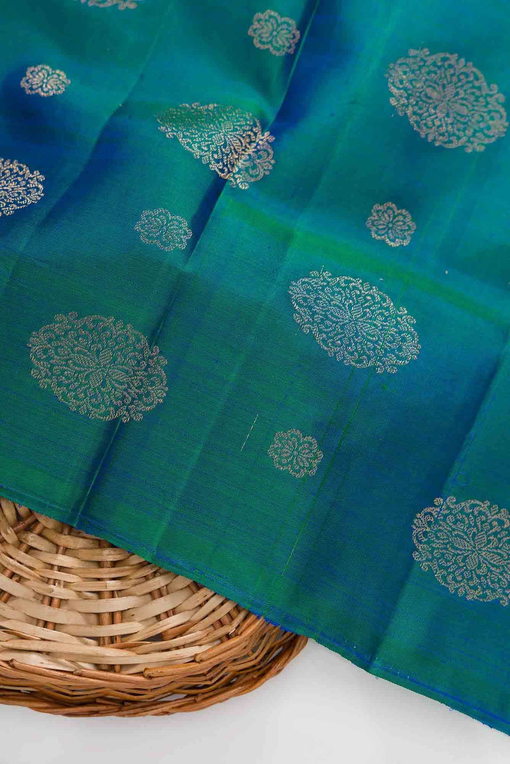 Peacock Blue Kanchipuram Silk Dress Material
