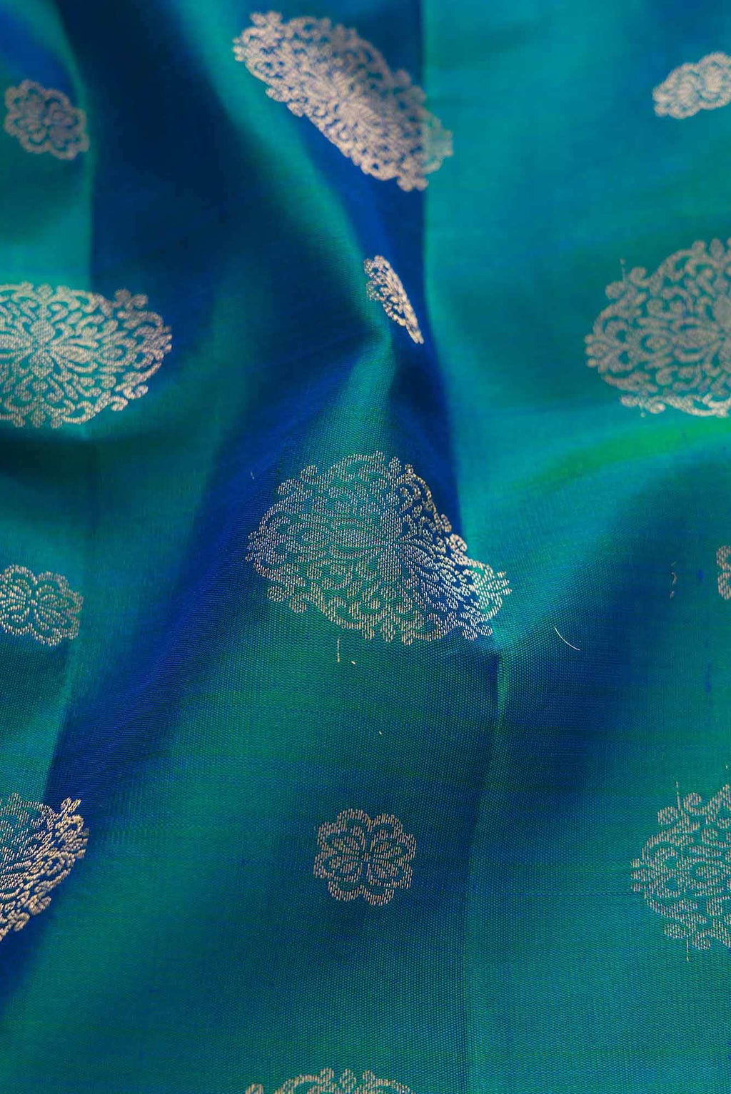 Peacock Blue Kanchipuram Silk Dress Material