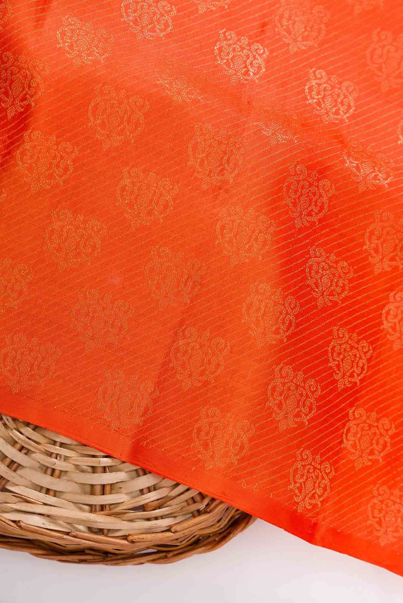 Orange Kanchipuram Silk Dress Material