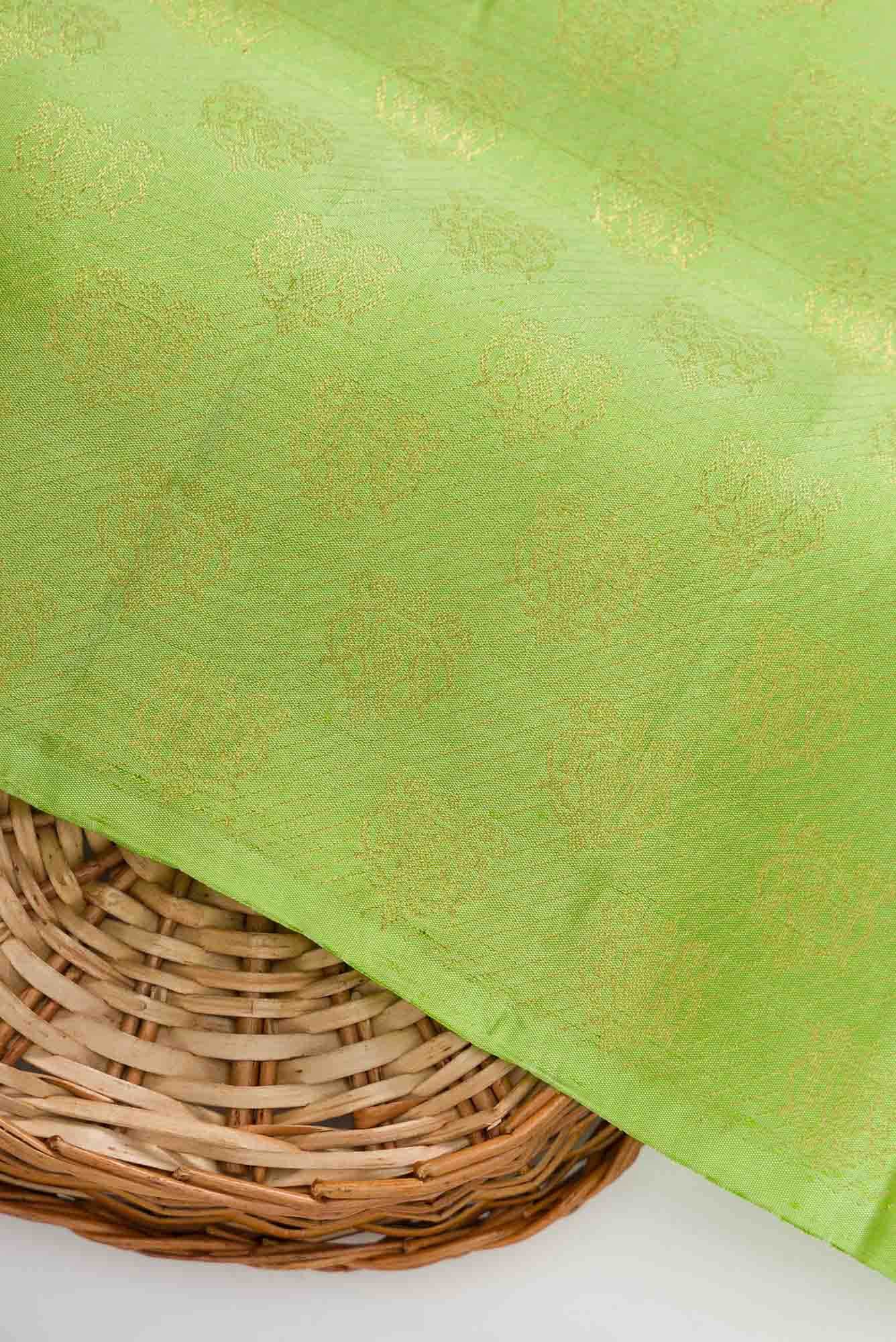 Pista Green Kanchipuram Silk Dress Material